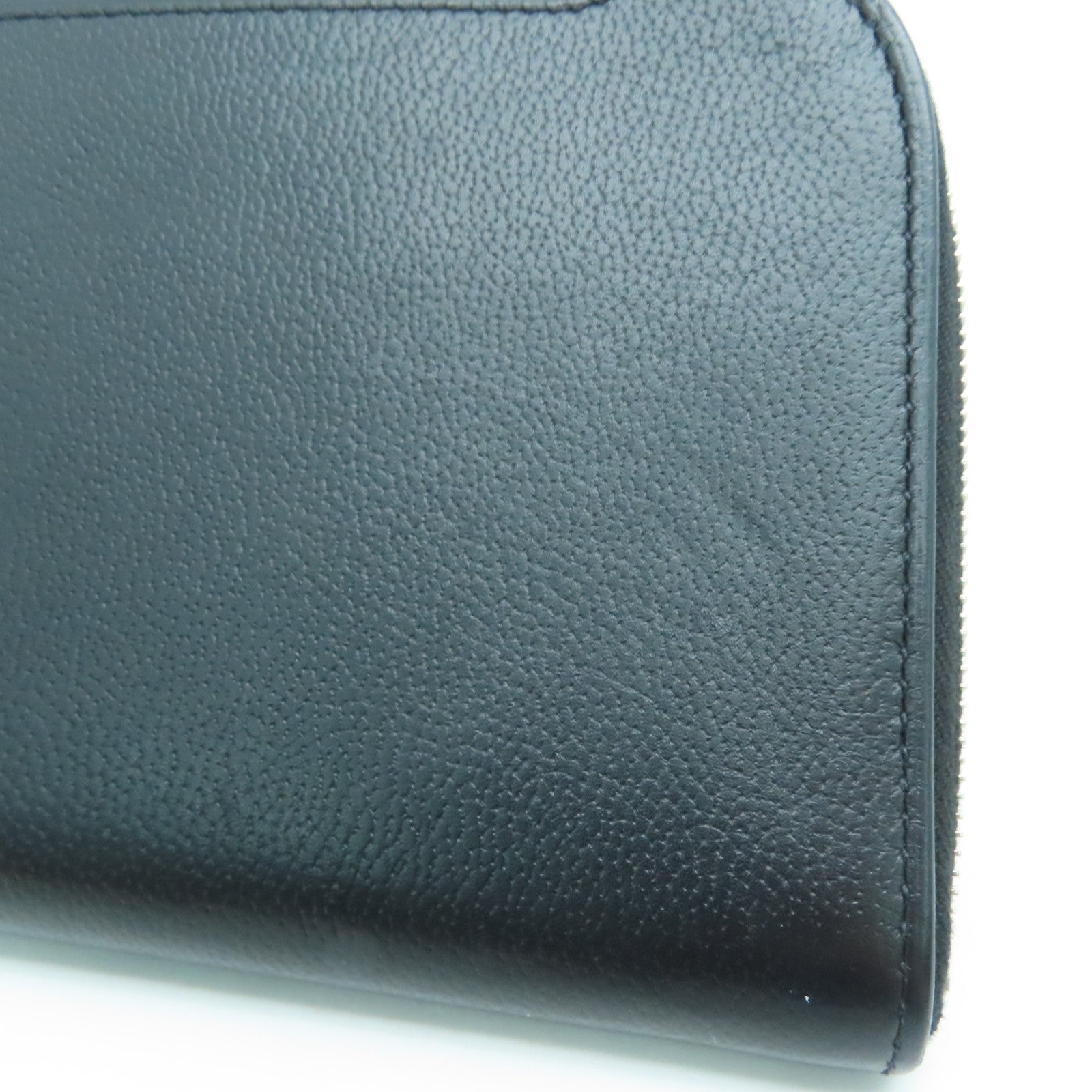 HERMES Allegretto皮革Etui Strap GM銀扣手拿包Noir/黑色