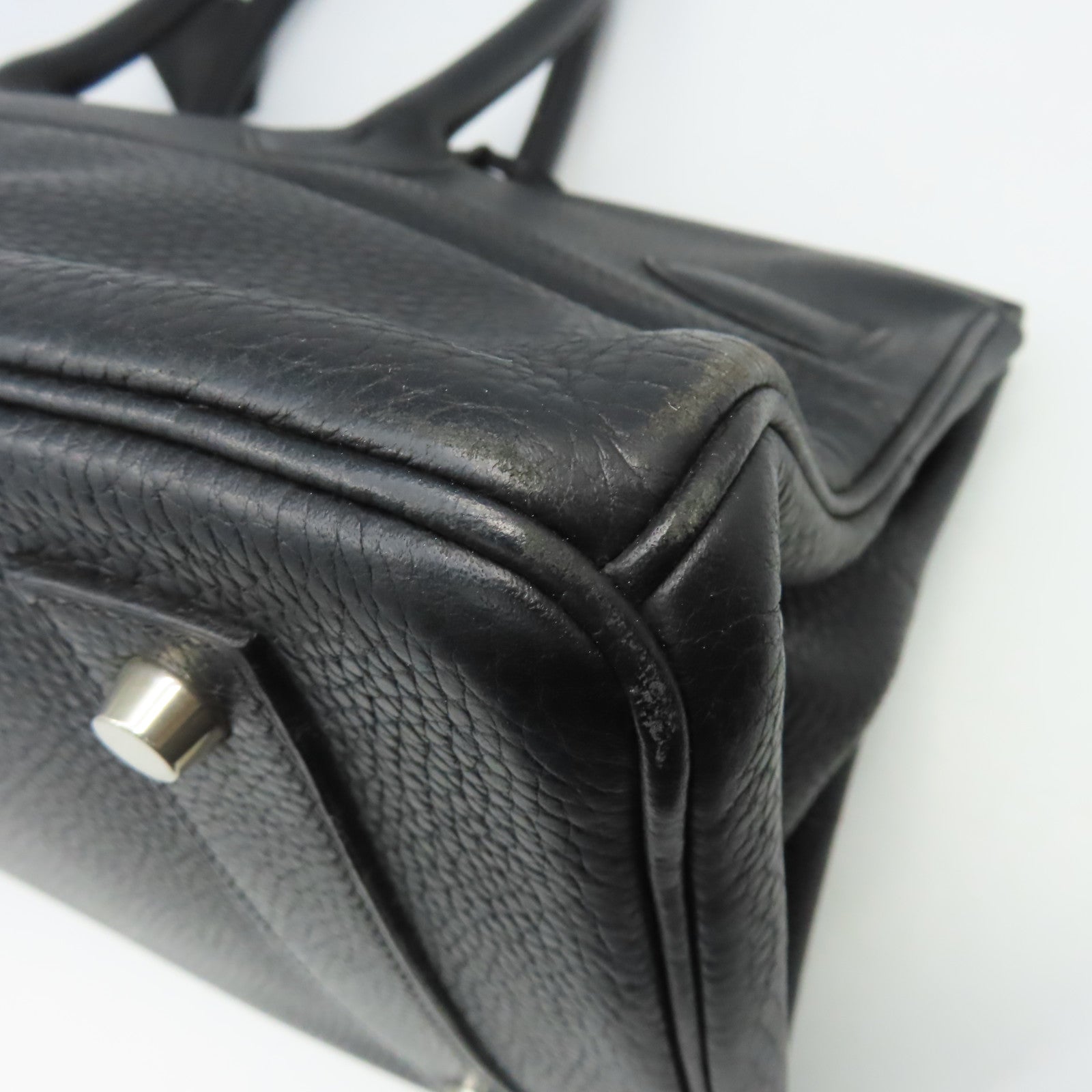 HERMES Clemence皮革Shoulder Binkin銀扣肩背袋黑色