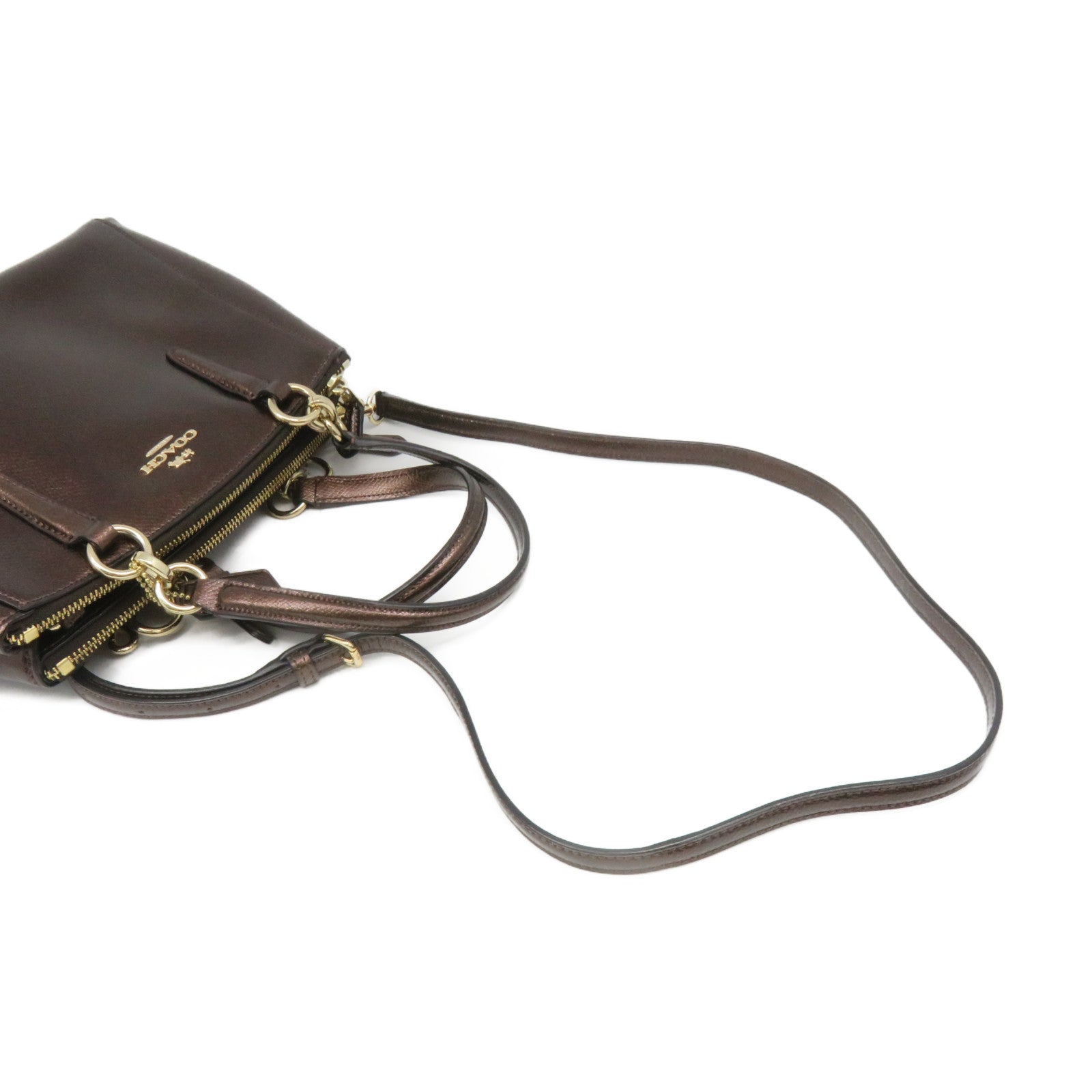 COACH Cowhide Leather 2Way Shoulder Bag Handle Shoulder Bag Brown