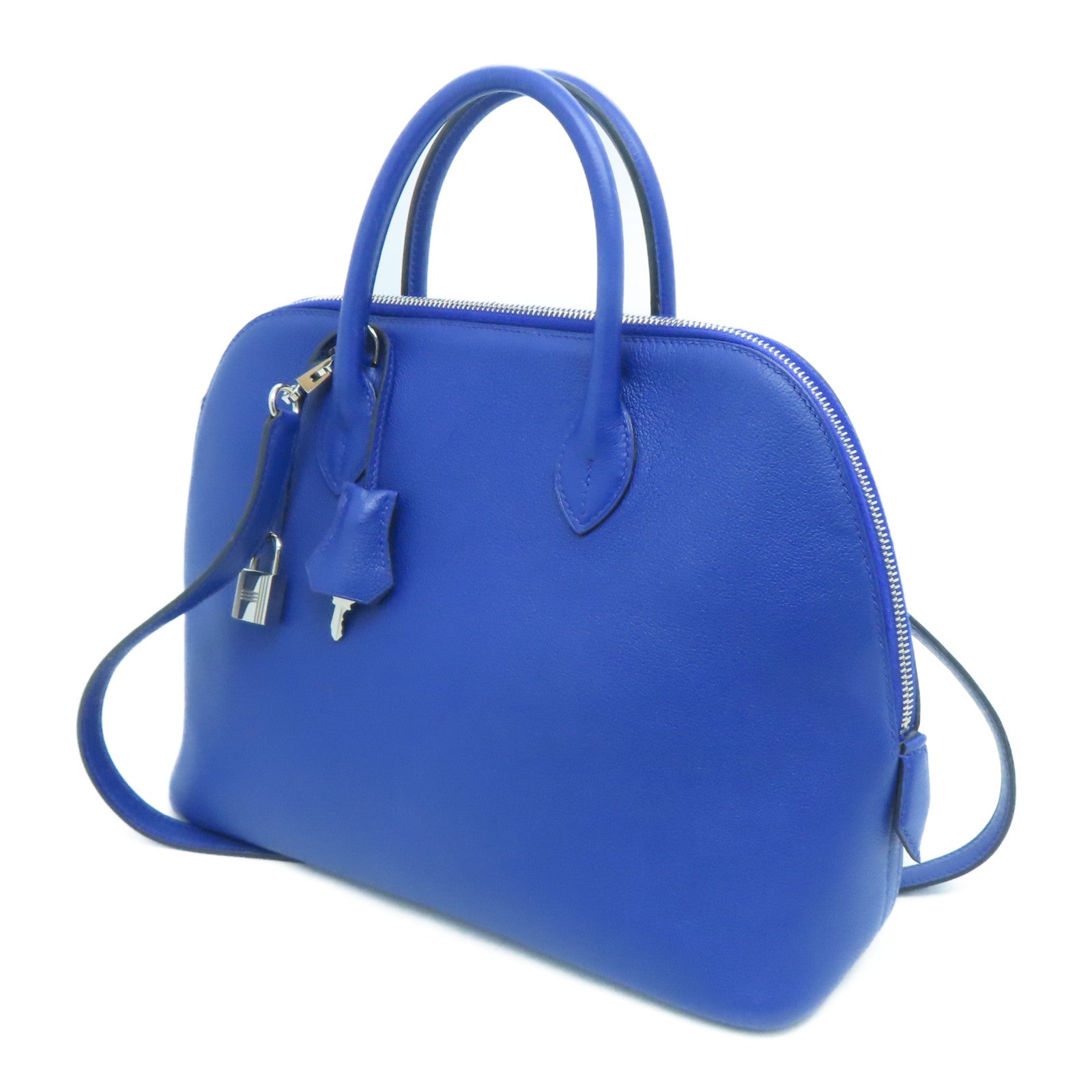 HERMES 【激減優惠】Novillo Bolide 1923銀扣手挽肩背兩用袋Electric Blue/藍色