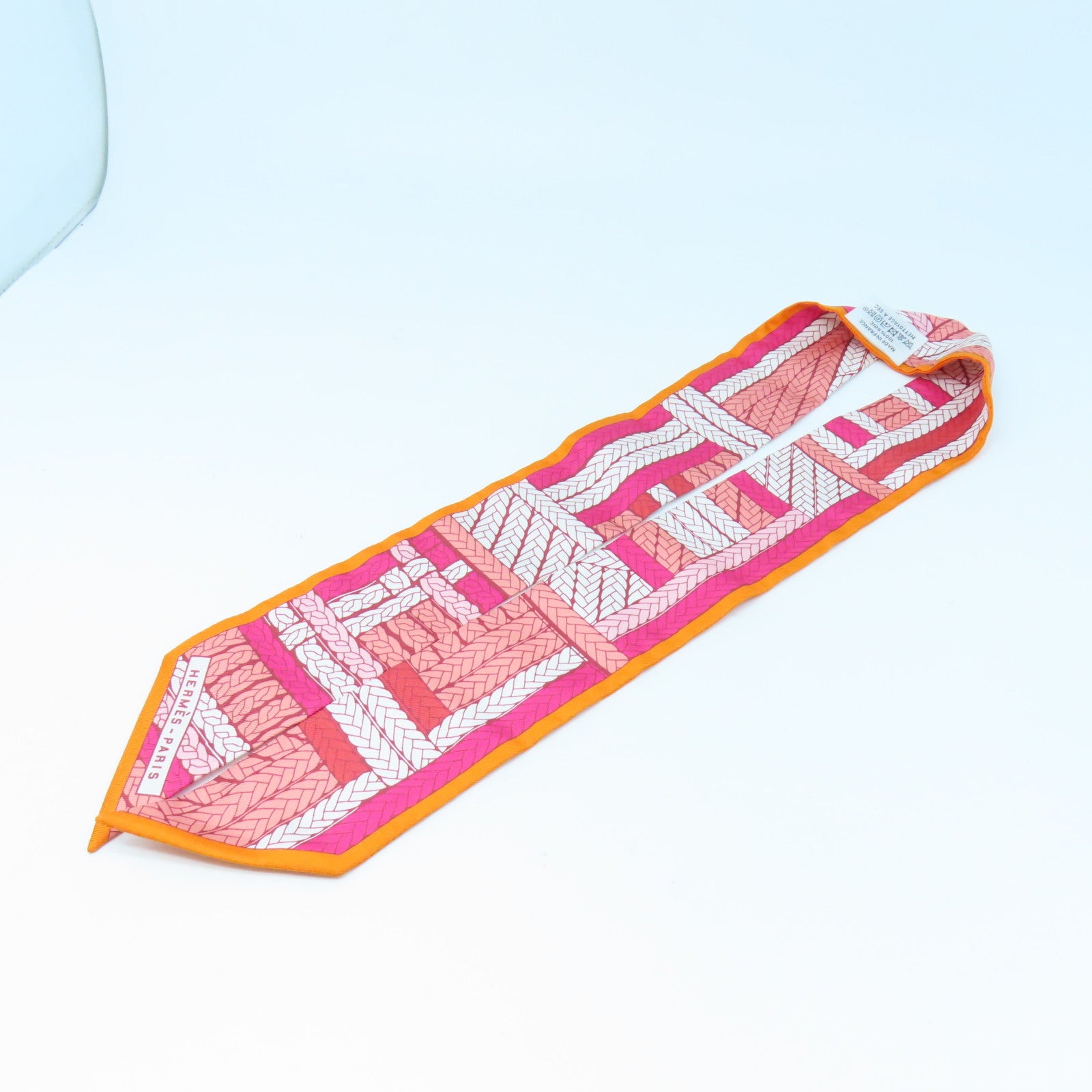 HERMES 【激減優惠】絲質Twilly絲巾橙色/紅色/白色