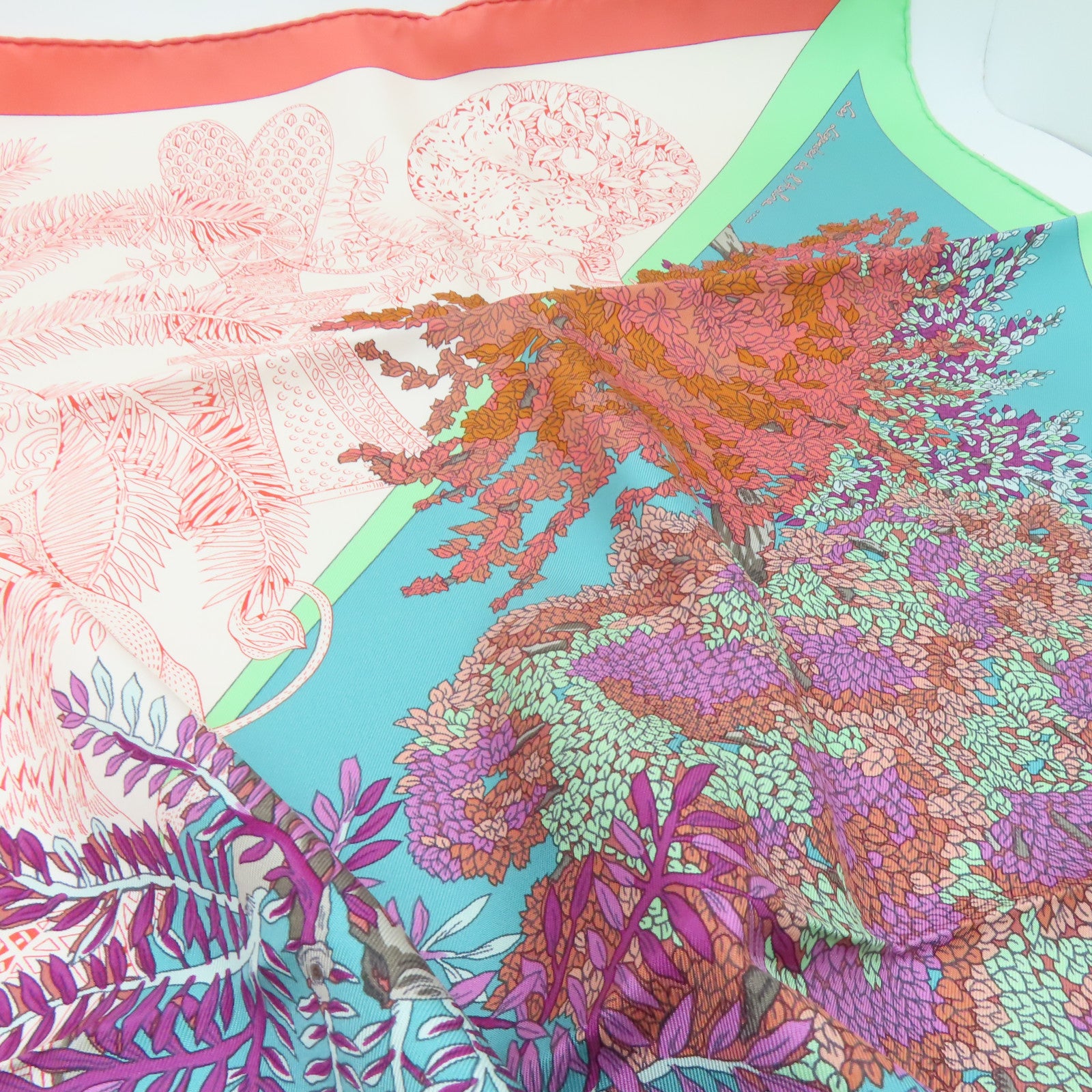 HERMES 絲質Scarf絲巾綠色/橙色/彩色
