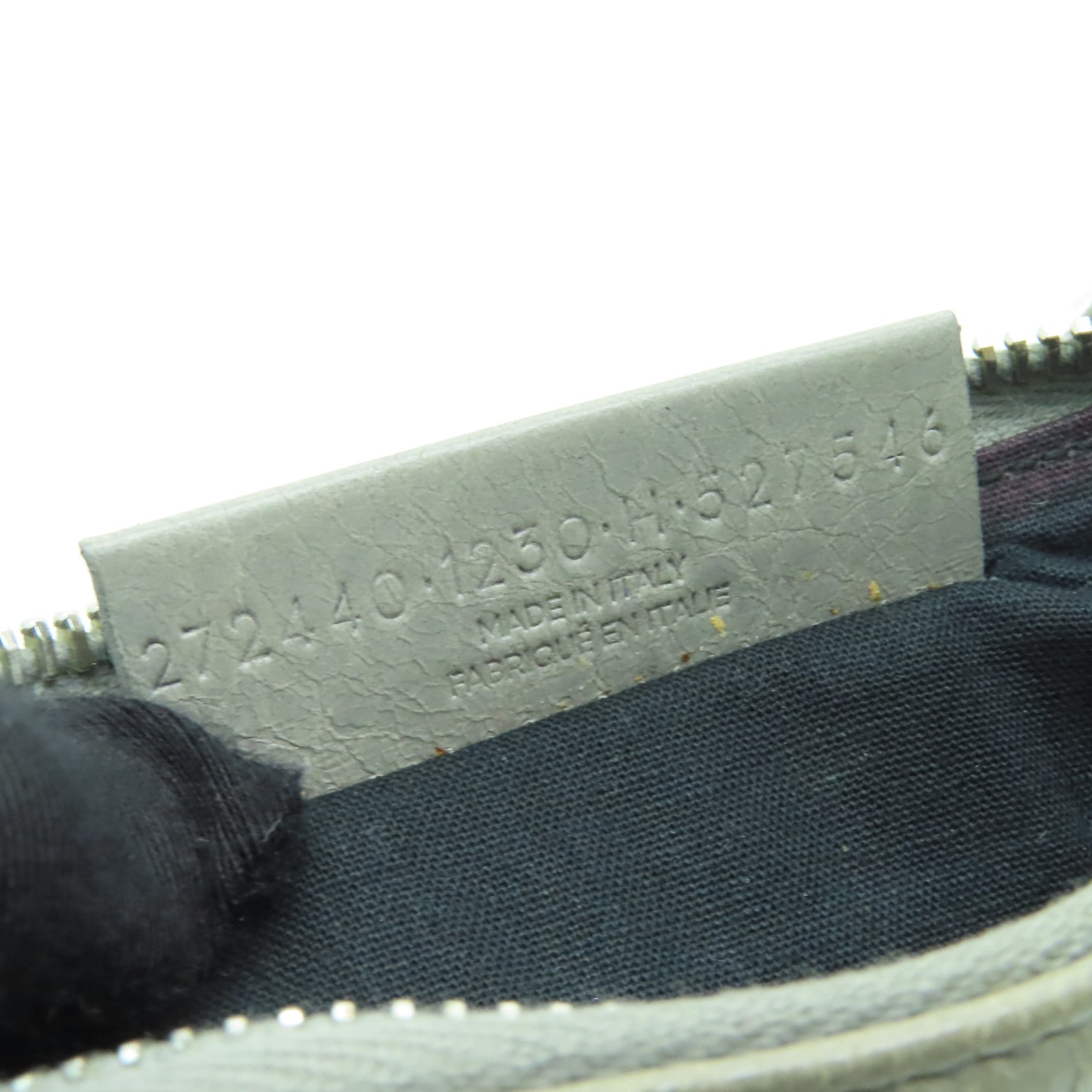 BALENCIAGA 牛皮皮革Pouch銀扣手拿包灰色