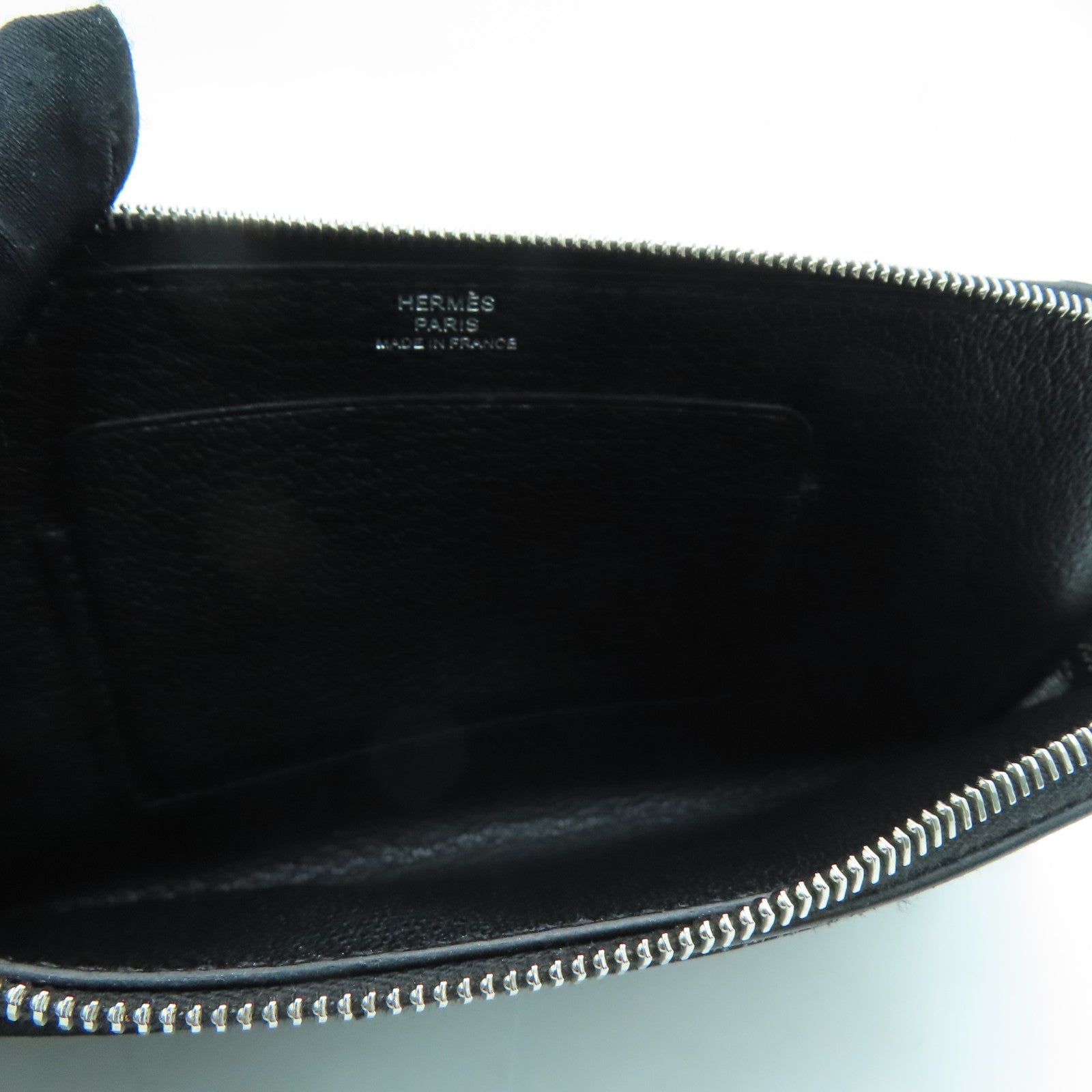HERMES Allegretto皮革Etui Strap GM銀扣手拿包Noir/黑色