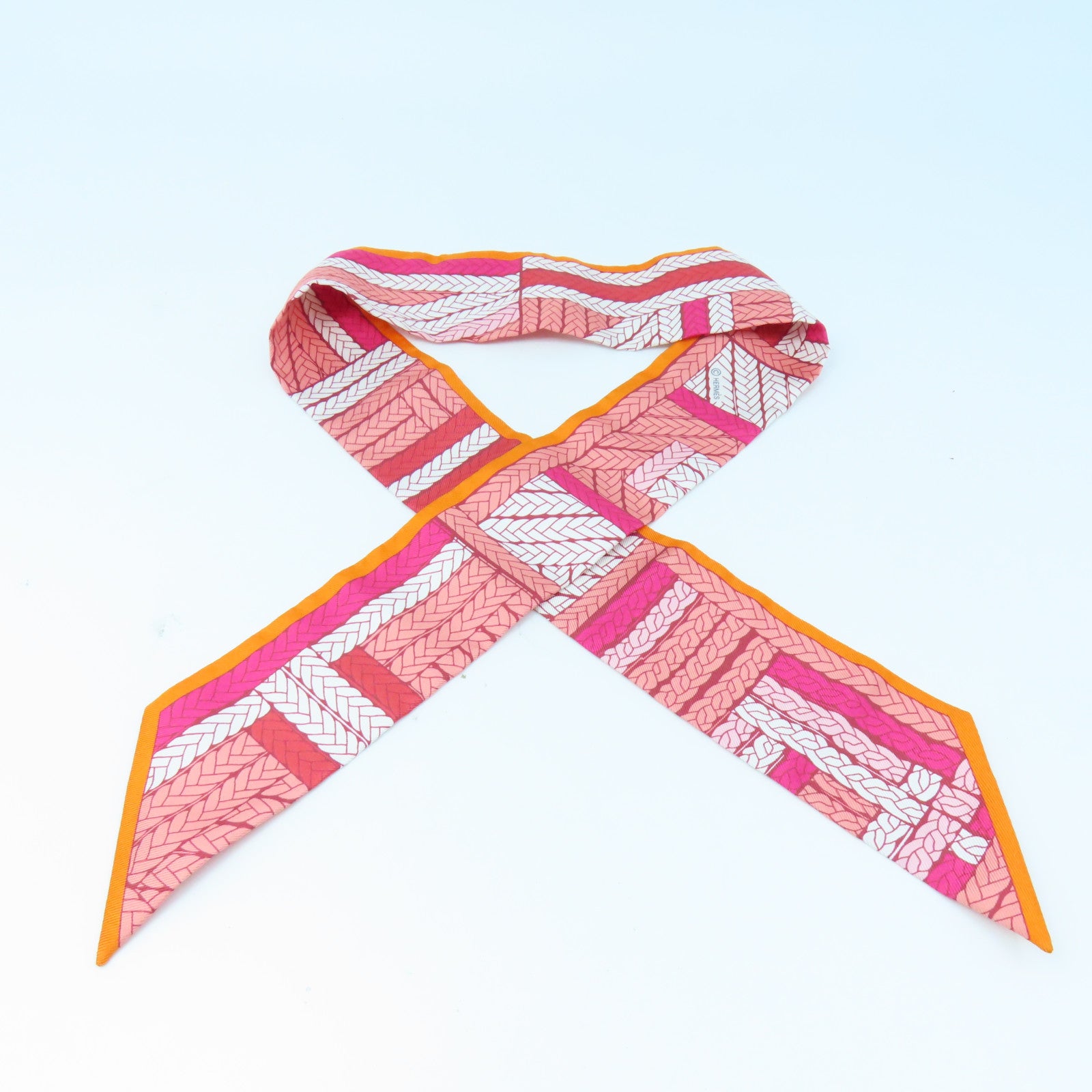HERMES 【激減優惠】絲質Twilly絲巾橙色/紅色/白色