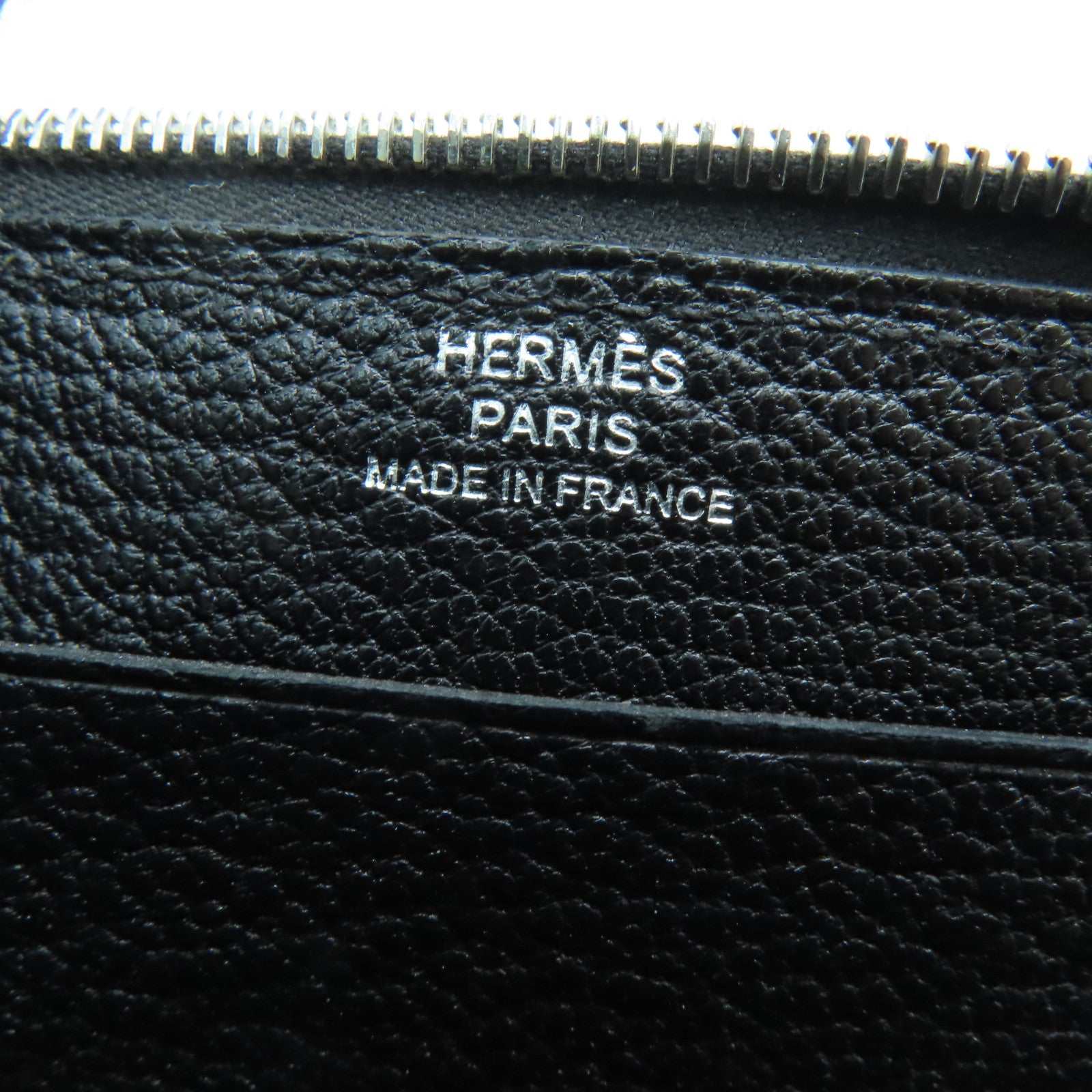 HERMES Allegretto皮革Etui Strap GM銀扣手拿包Noir/黑色