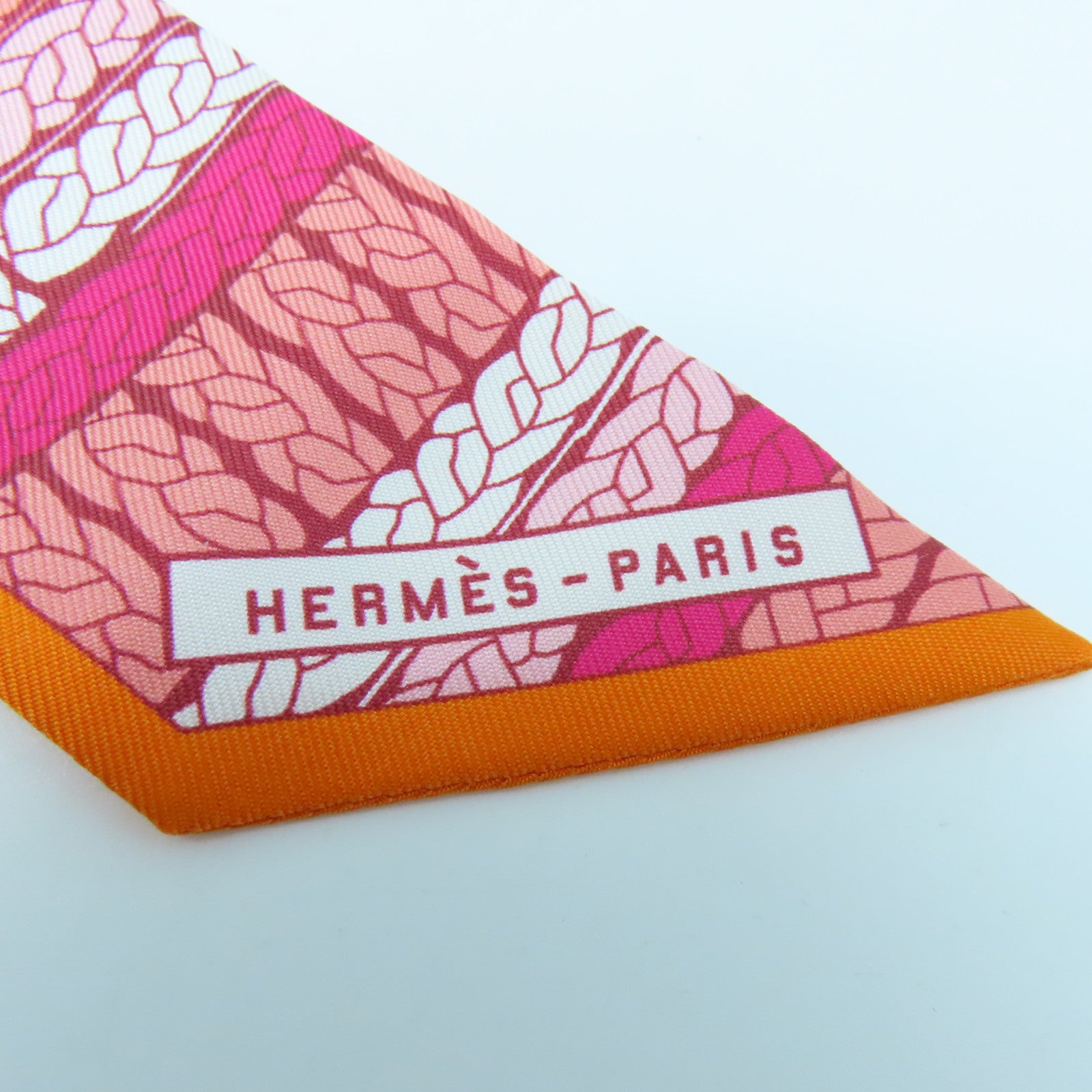 HERMES 【激減優惠】絲質Twilly絲巾橙色/紅色/白色
