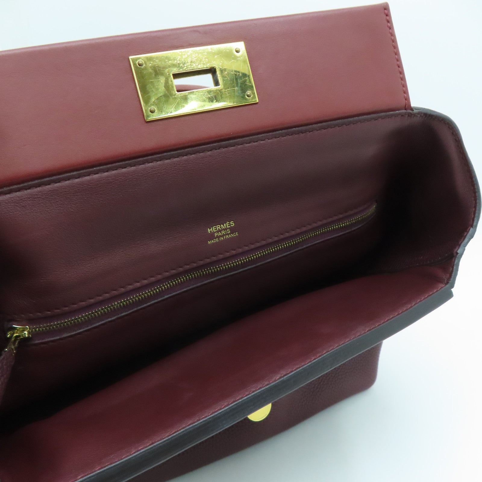 HERMES Clemence皮革24/24 29cm Shoulder Bag金扣肩背袋Rouge H红色
