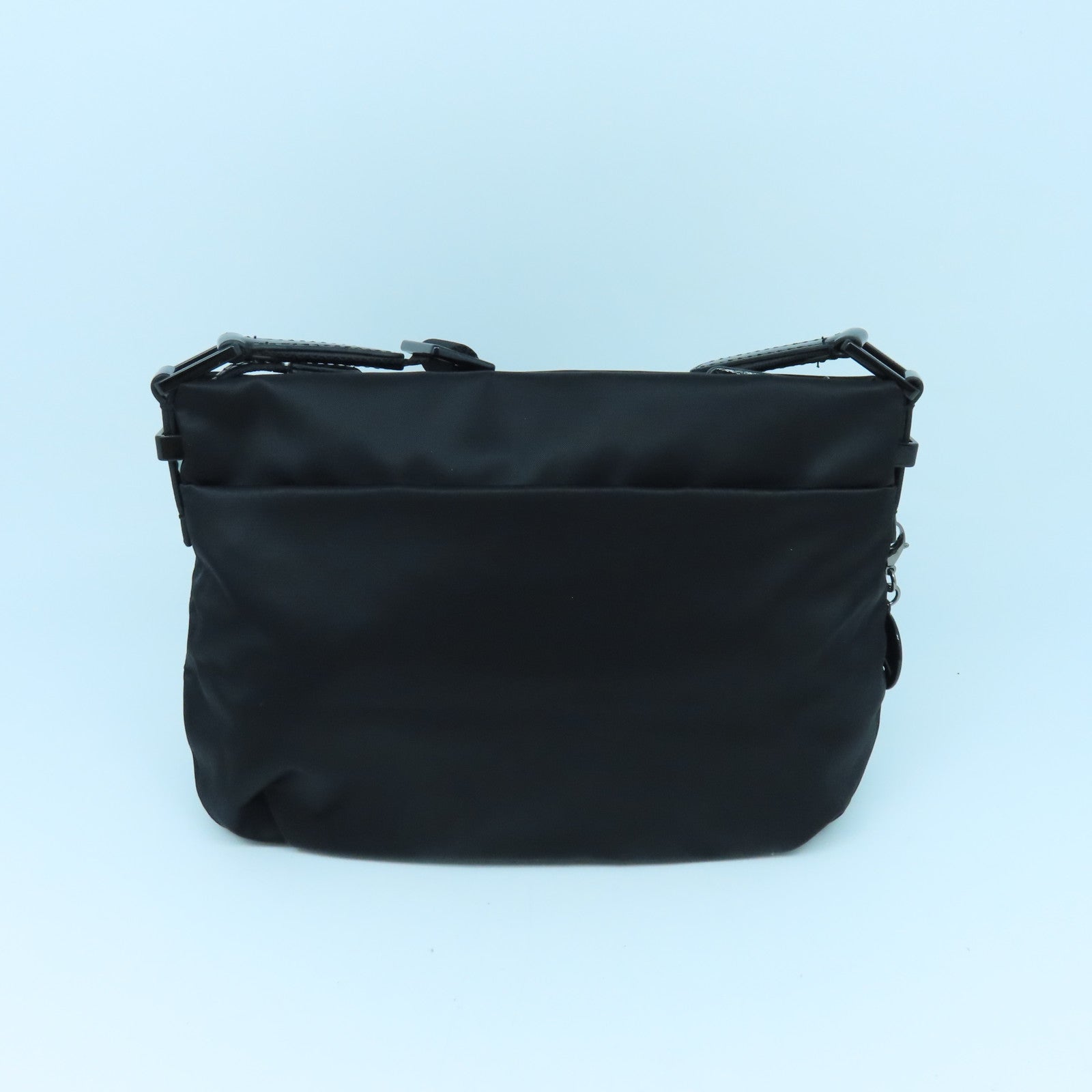agnes b. 尼龍Shoulder Bag銀扣肩背袋黑色/紅色
