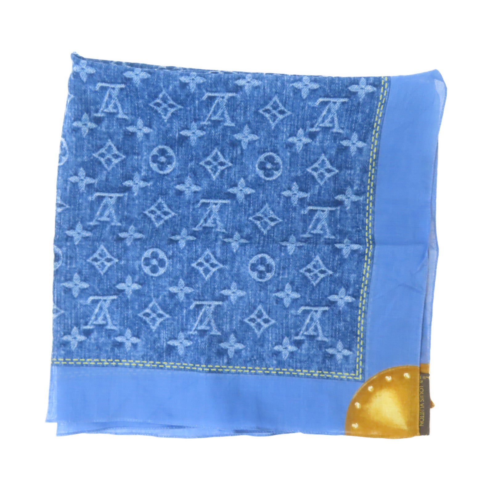 LOUIS VUITTON 棉質Monogram Denim Pattern Scarf絲巾藍色
