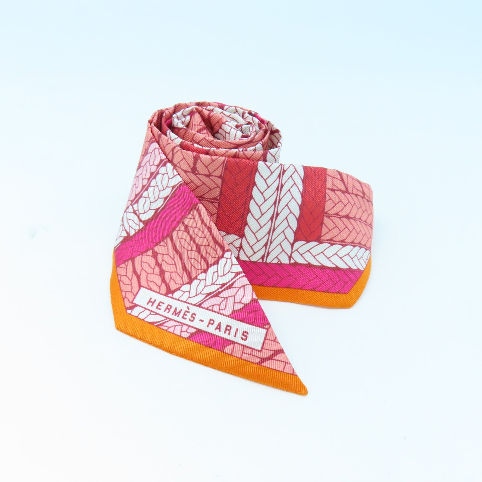 HERMES 【激減優惠】絲質Twilly絲巾橙色/紅色/白色