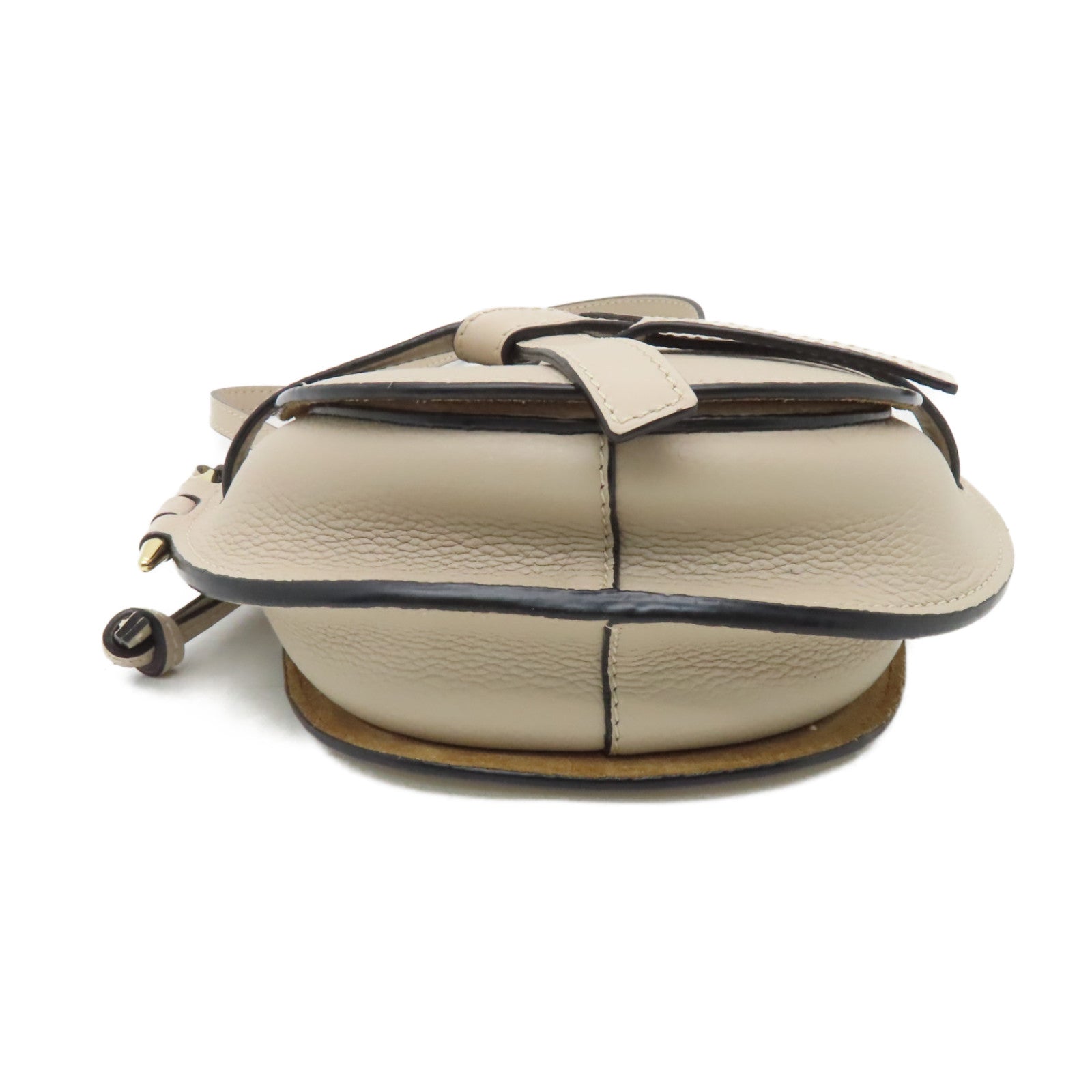 LOEWE 牛皮皮革Mini Gate金扣肩背袋米色