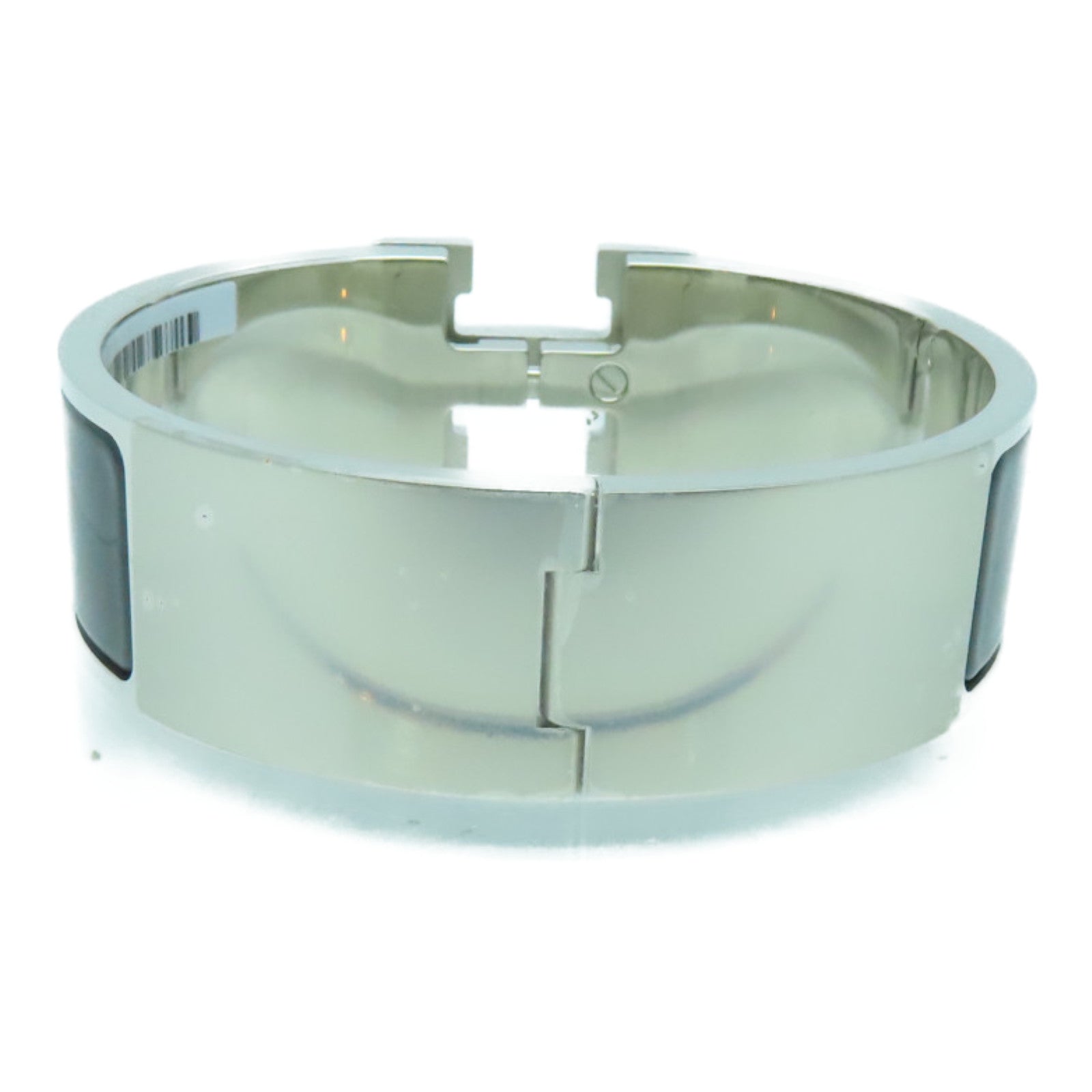 HERMES 珐琅/金属Clic-Clac H Wide Bracelet手镯黑色/银色