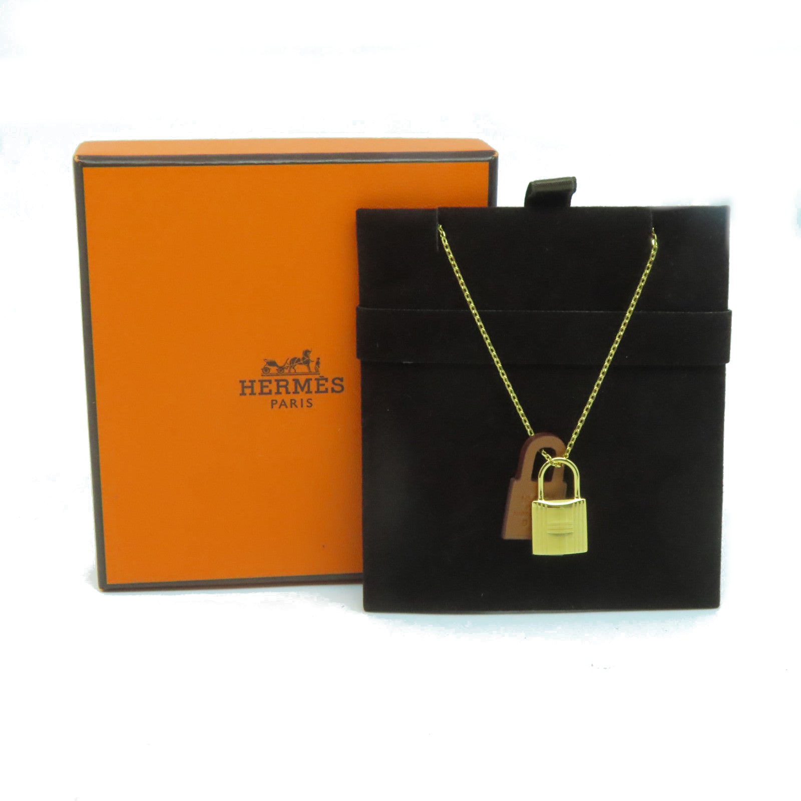HERMES 金屬/Swift皮革O'Kelly Necklace項鍊金色