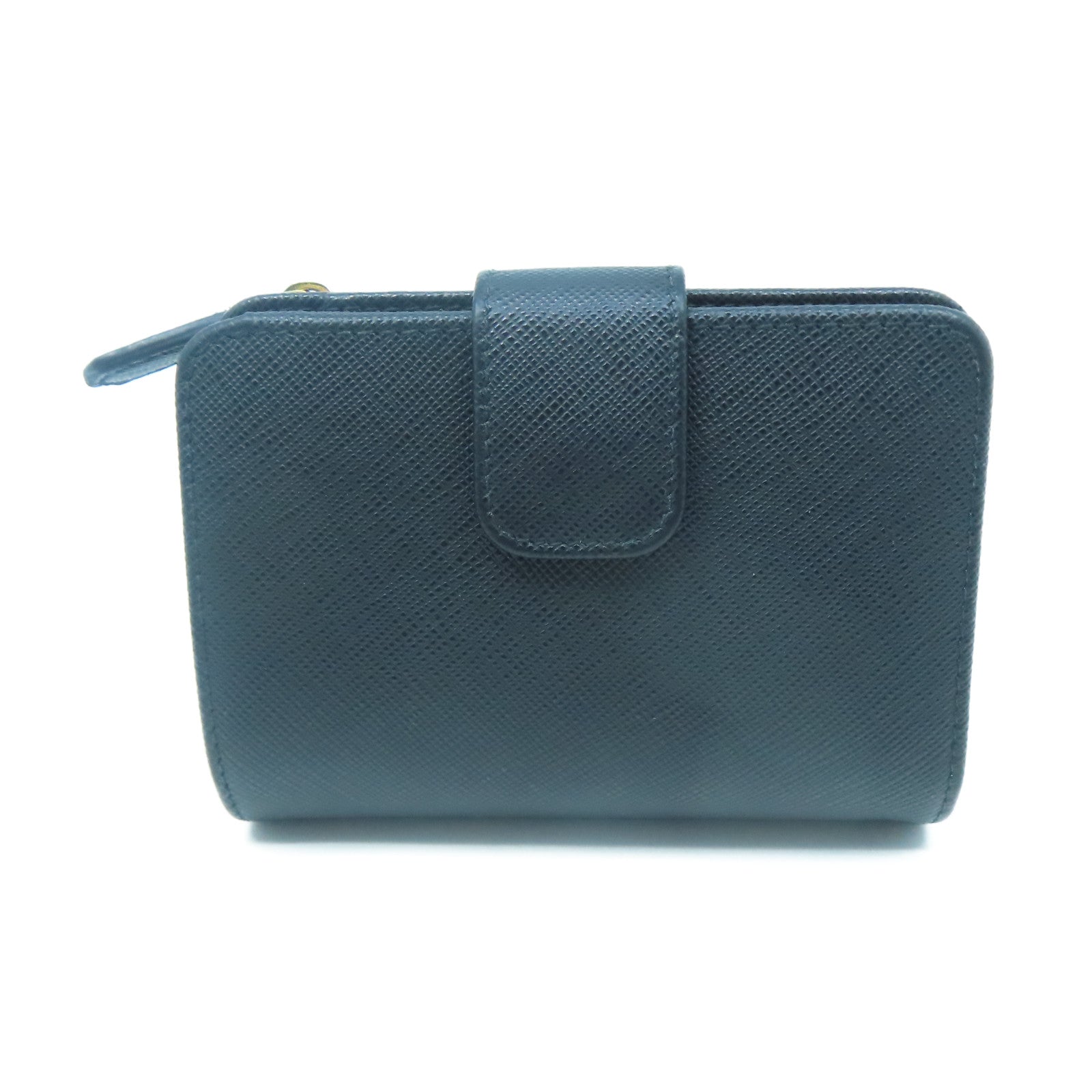 PRADA Saffiano皮革Wallet金扣錢包黑色