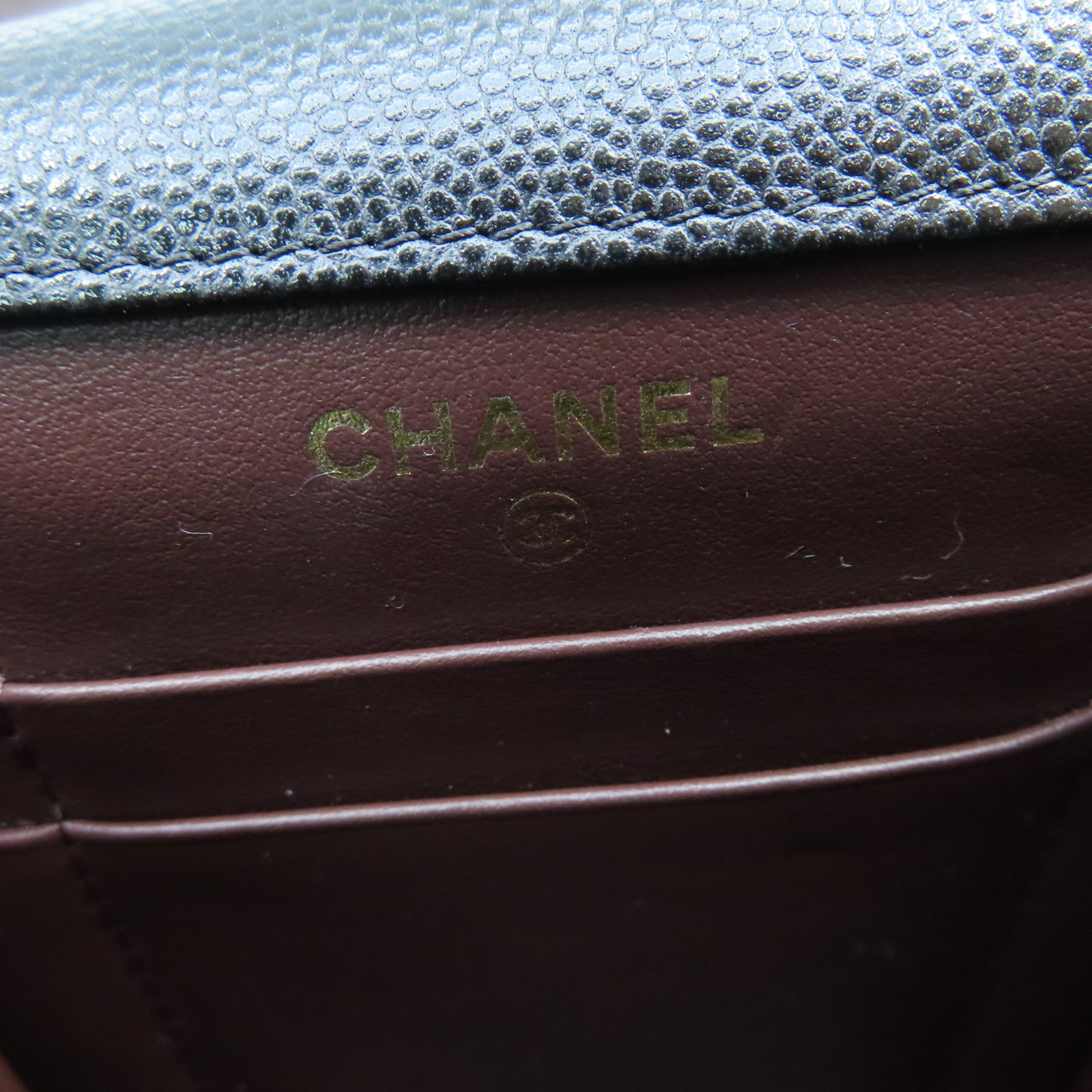 CHANEL 菱格Caviar皮革Shoulder Bag金扣鏈帶肩背袋黑色