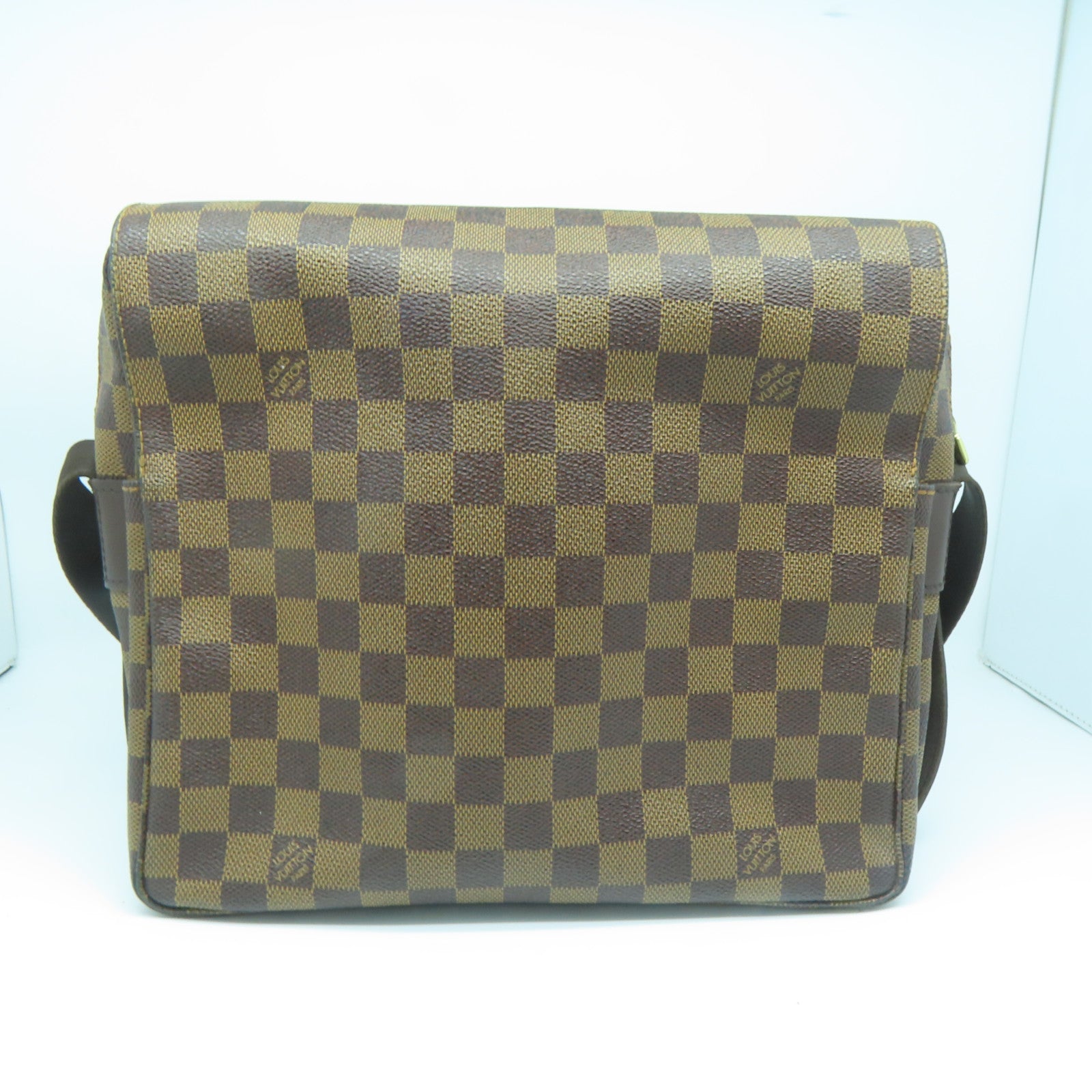 LOUIS VUITTON Damier Naviglio Gold Buckle Shoulder Bag Brown