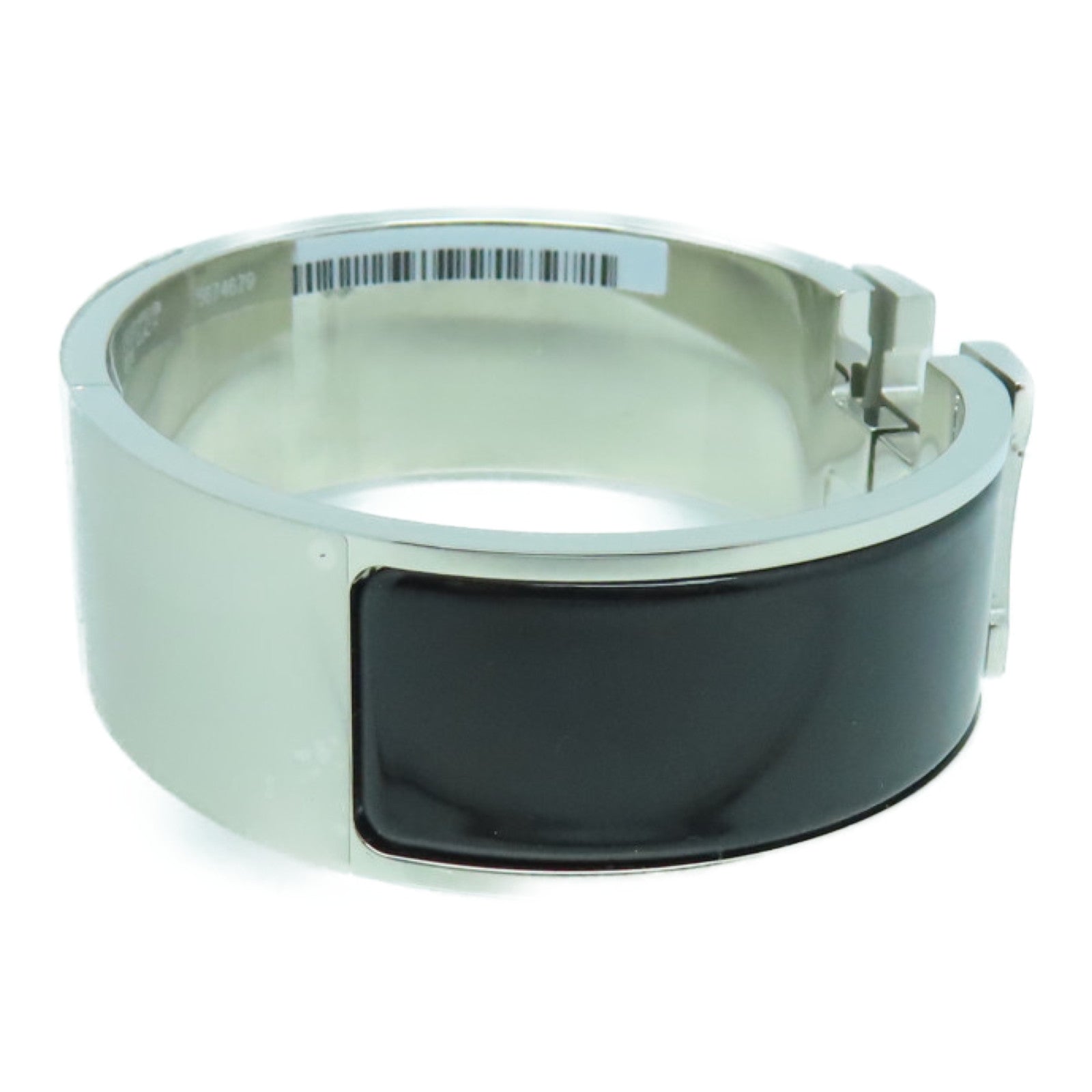 HERMES 珐琅/金属Clic-Clac H Wide Bracelet手镯黑色/银色