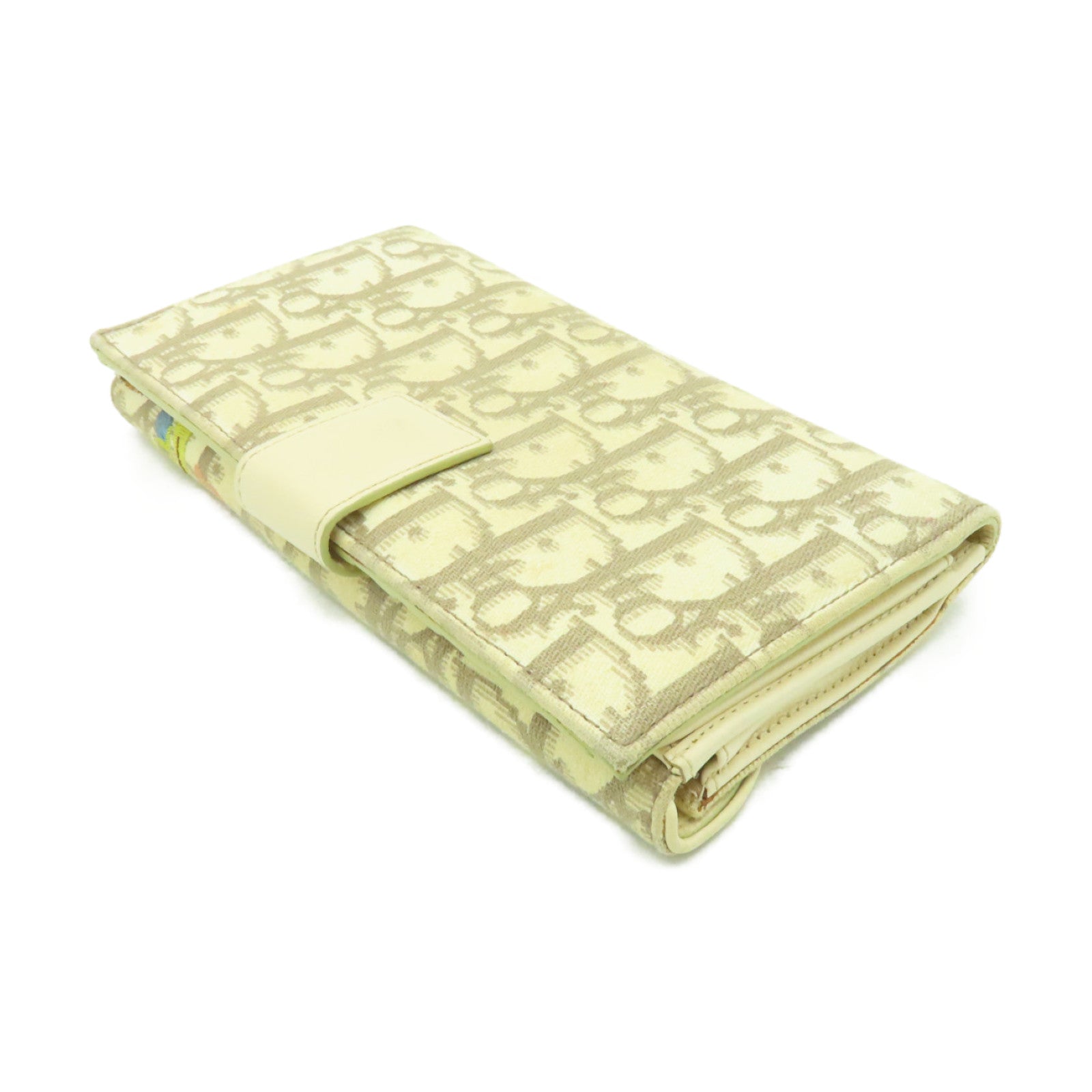 Dior 帆布Long Wallet銀扣長錢包米色/灰色