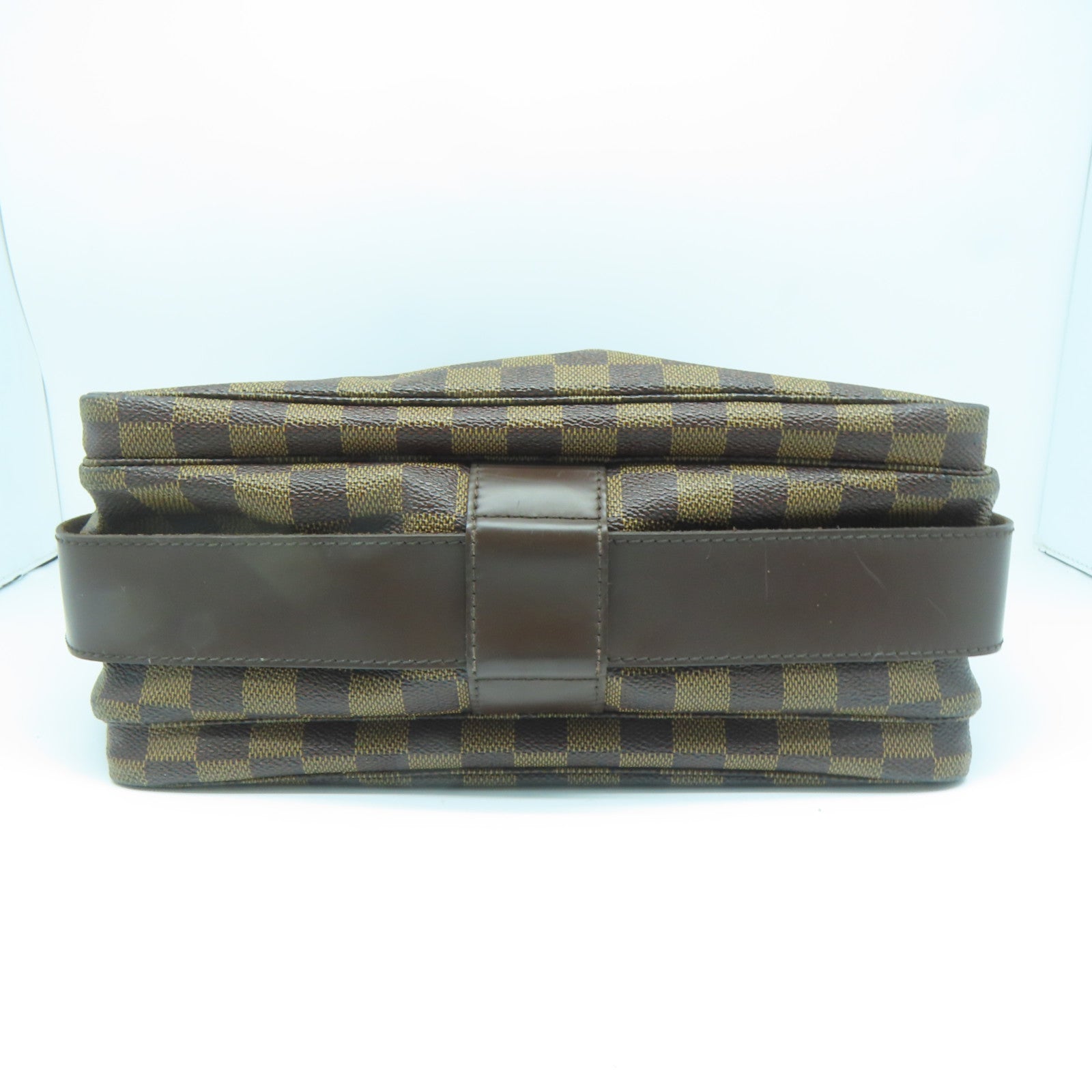 LOUIS VUITTON Damier Naviglio Gold Buckle Shoulder Bag Brown