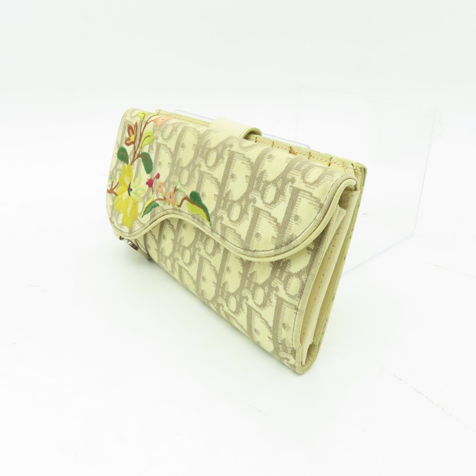 Dior 帆布Long Wallet銀扣長錢包米色/灰色