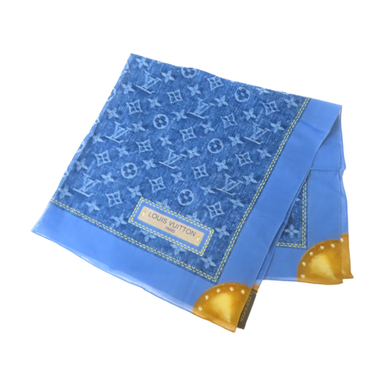 LOUIS VUITTON 棉質Monogram Denim Pattern Scarf絲巾藍色