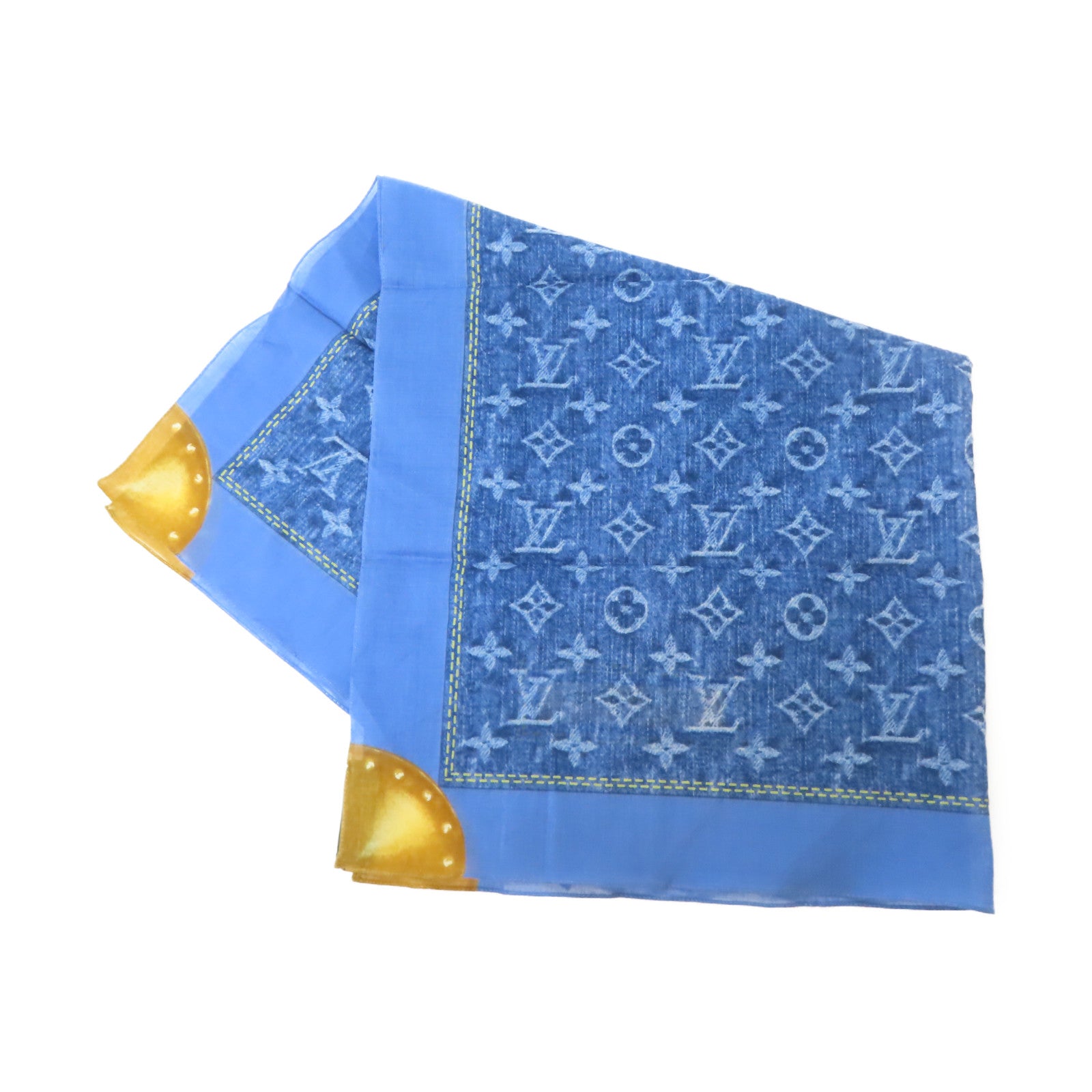 LOUIS VUITTON 棉質Monogram Denim Pattern Scarf絲巾藍色