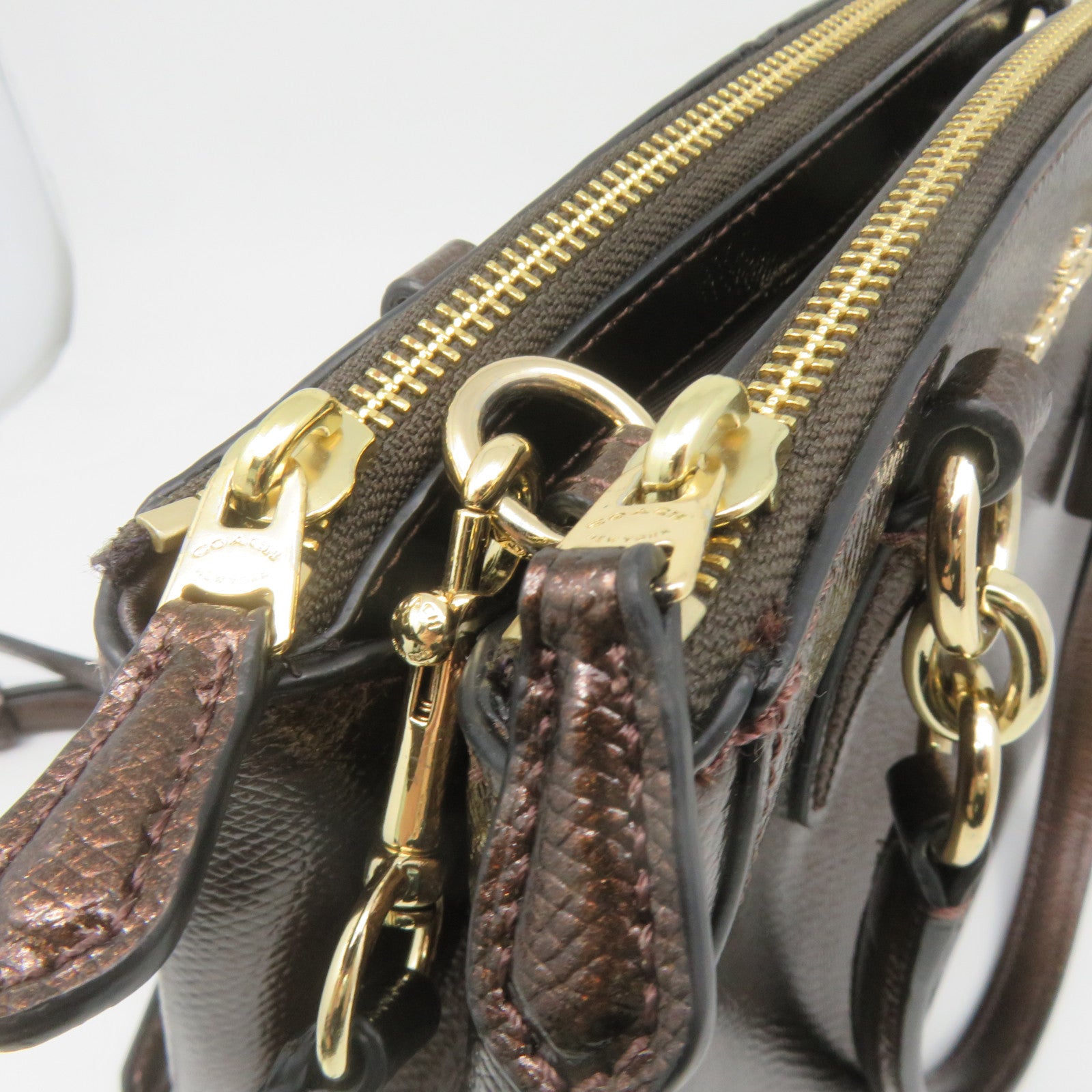 COACH Cowhide Leather 2Way Shoulder Bag Handle Shoulder Bag Brown