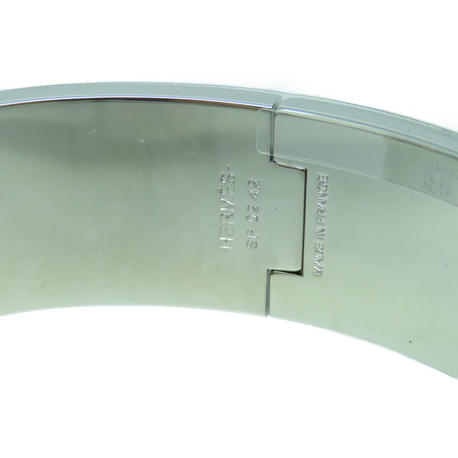 HERMES 珐琅/金属Clic-Clac H Wide Bracelet手镯黑色/银色