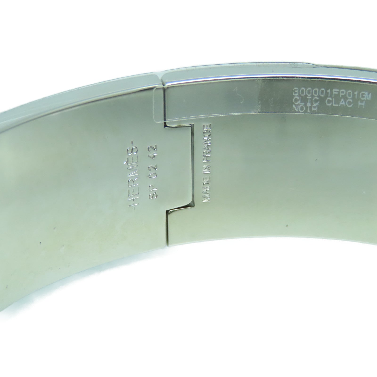 HERMES 珐琅/金属Clic-Clac H Wide Bracelet手镯黑色/银色