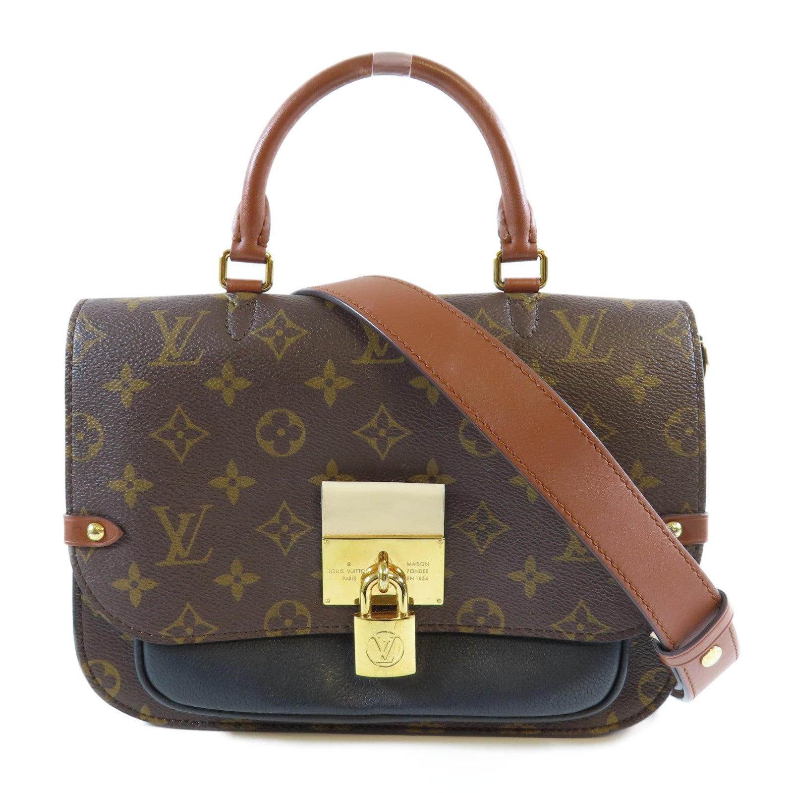 LOUIS VUITTON Monogram Vaugirard金扣手挽肩背兩用袋啡色/黑色