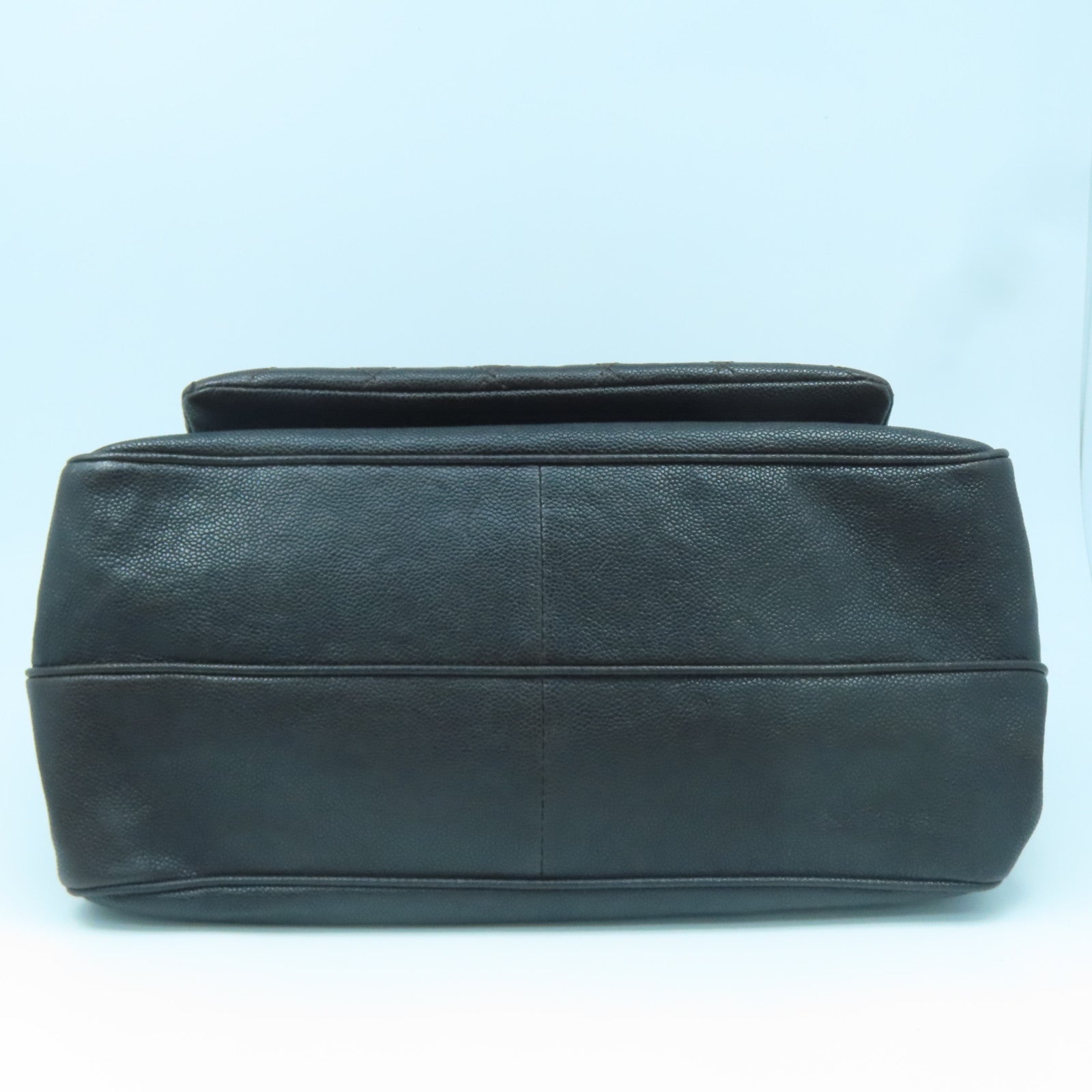 CHANEL Rhombus Caviar Leather 2.55 Silver Buckle Shoulder Bag Dark Brown