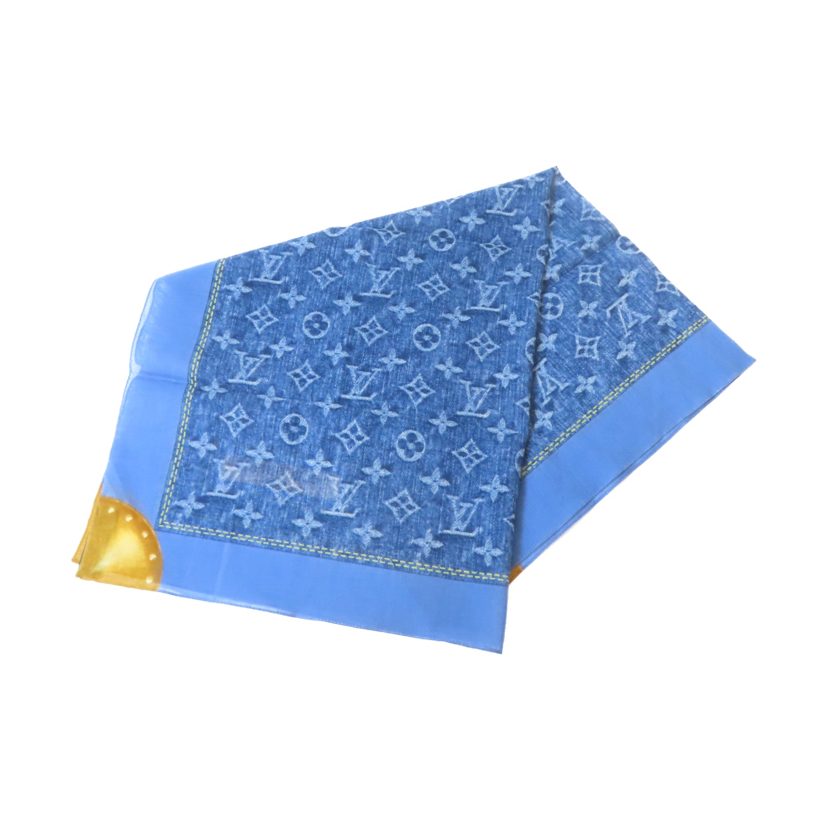 LOUIS VUITTON 棉質Monogram Denim Pattern Scarf絲巾藍色