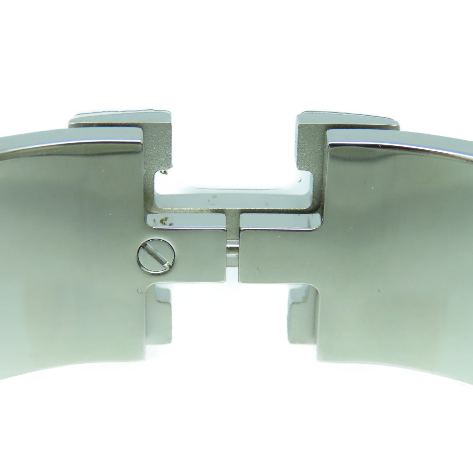 HERMES 珐琅/金属Clic-Clac H Wide Bracelet手镯黑色/银色
