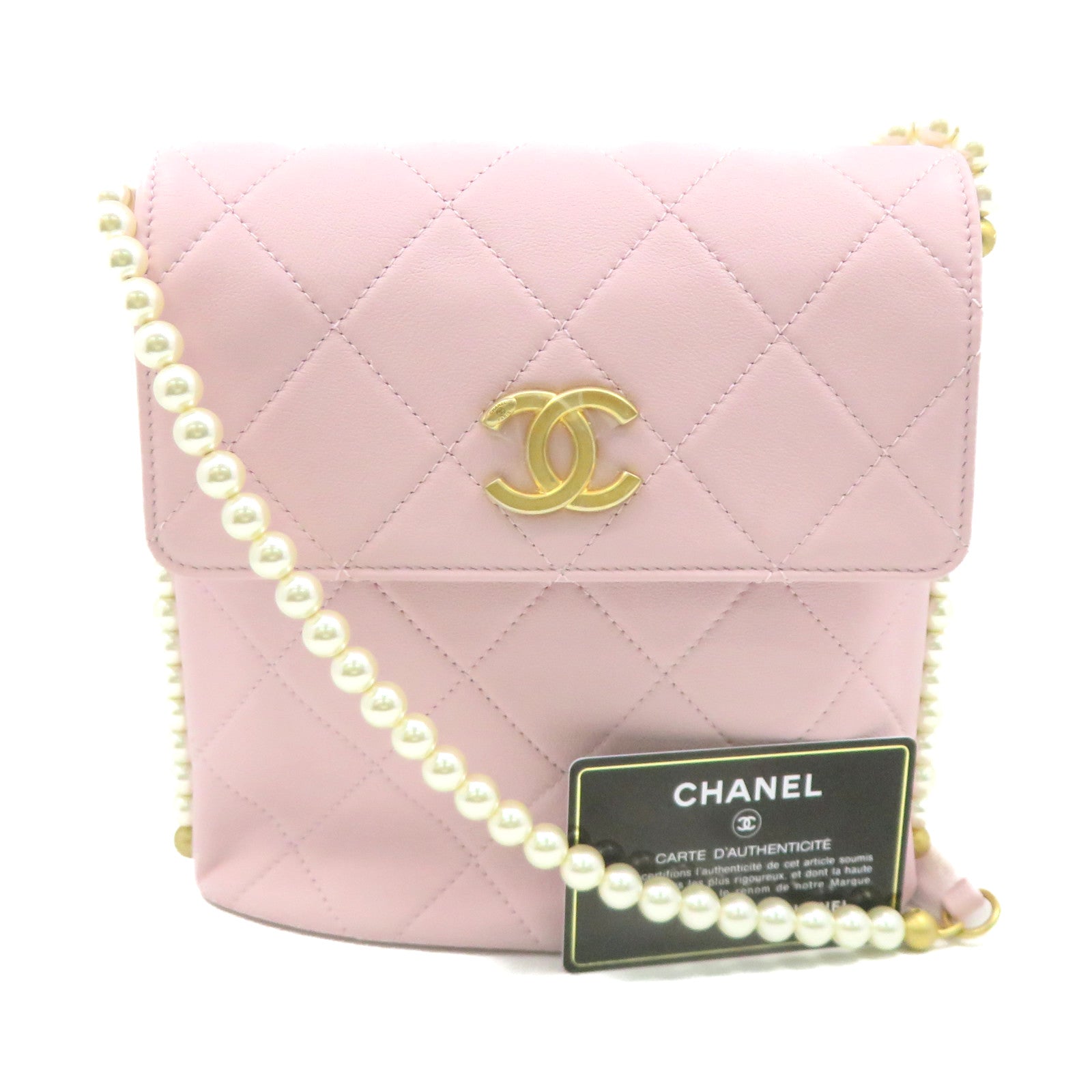 CHANEL 【激減優惠】菱格牛皮皮革Shoulder Bag肩背袋粉紅色