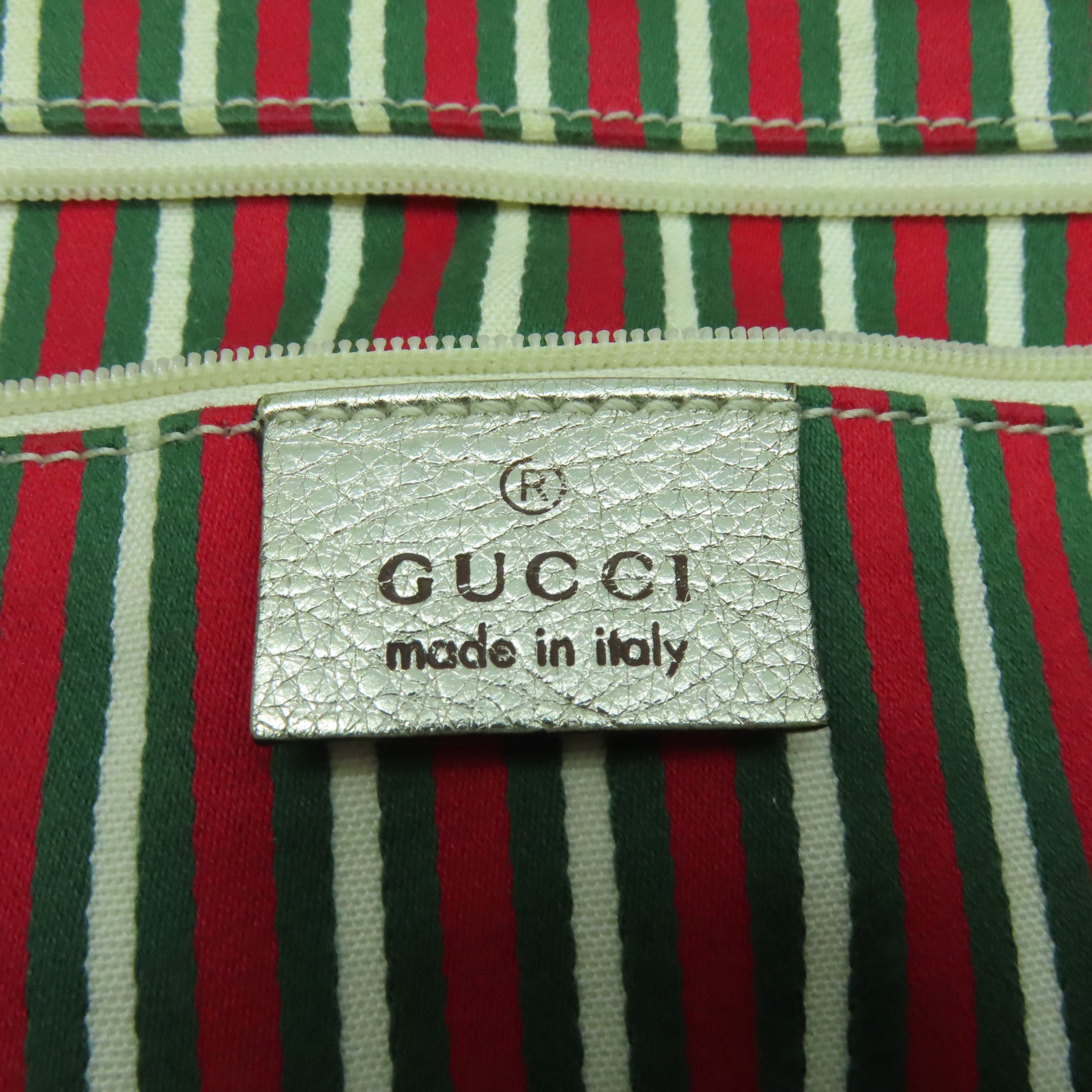 GUCCI 【激減優惠】帆布Hand Bag金扣手挽袋銀色/米色