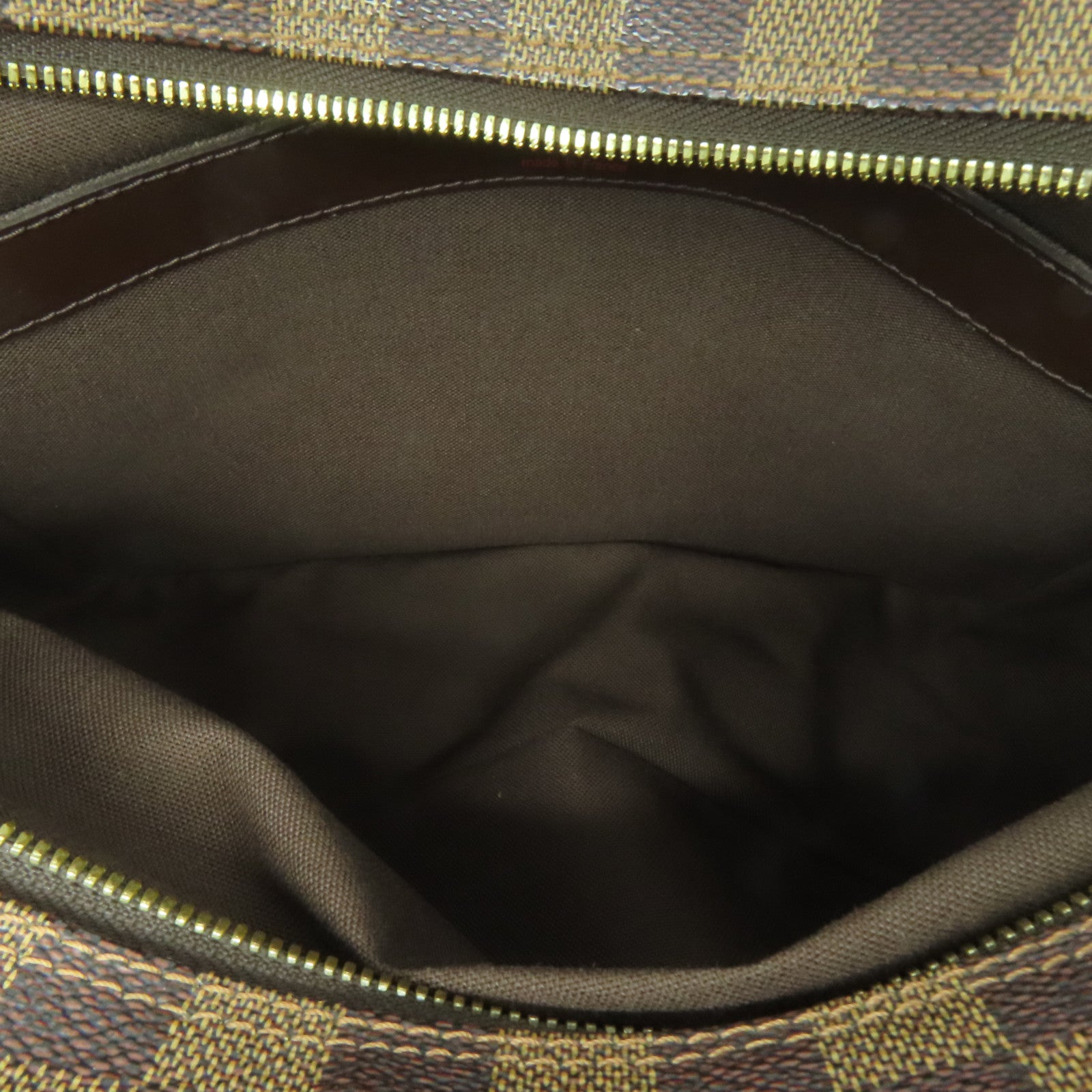 LOUIS VUITTON Damier Naviglio Gold Buckle Shoulder Bag Brown