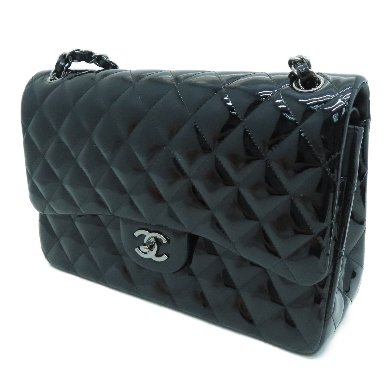 CHANEL [Sharp Discount] Diamond Patent Leather Jumbo Classic