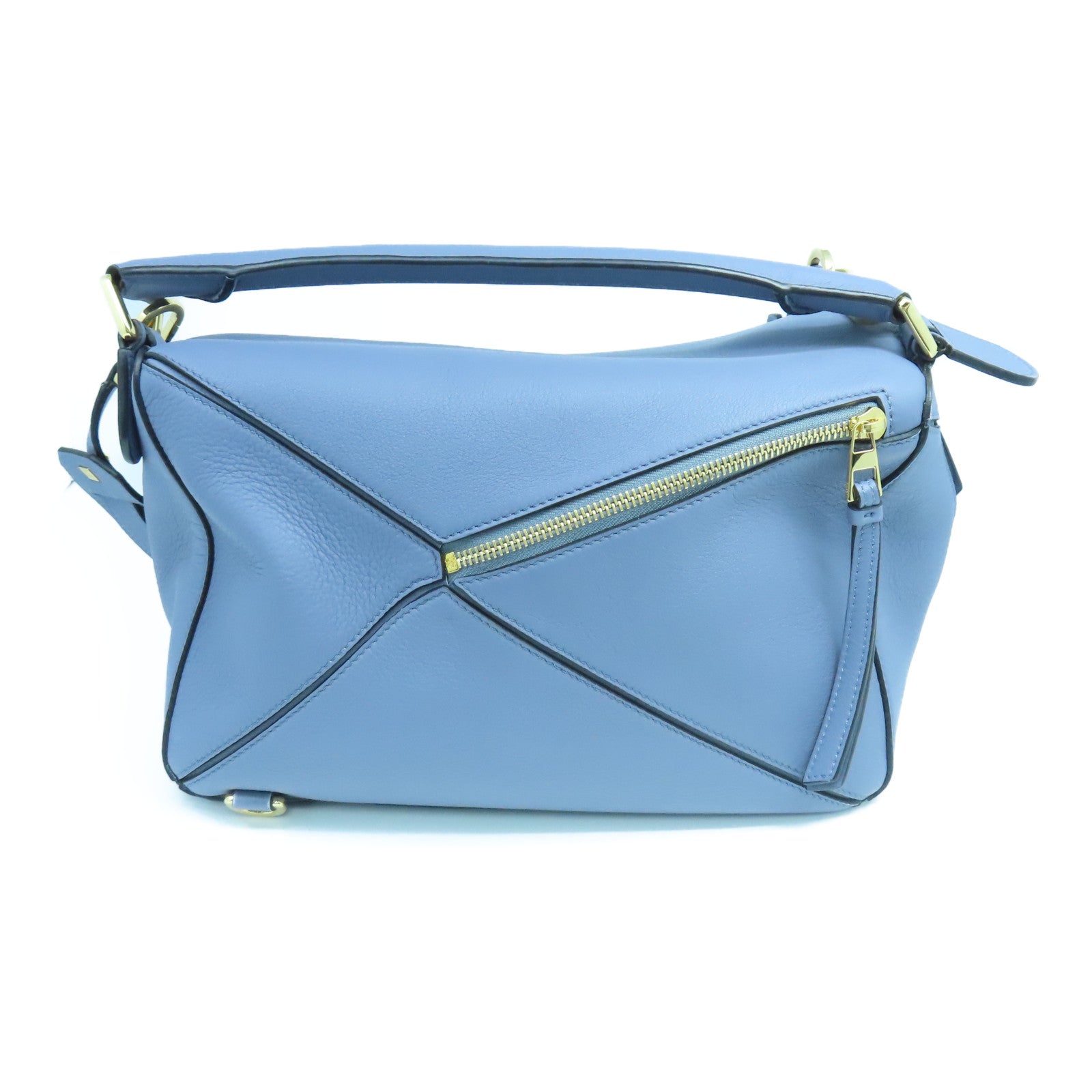 LOEWE 牛皮皮革Medium Puzzle Bag金扣手挽肩背兩用袋藍色
