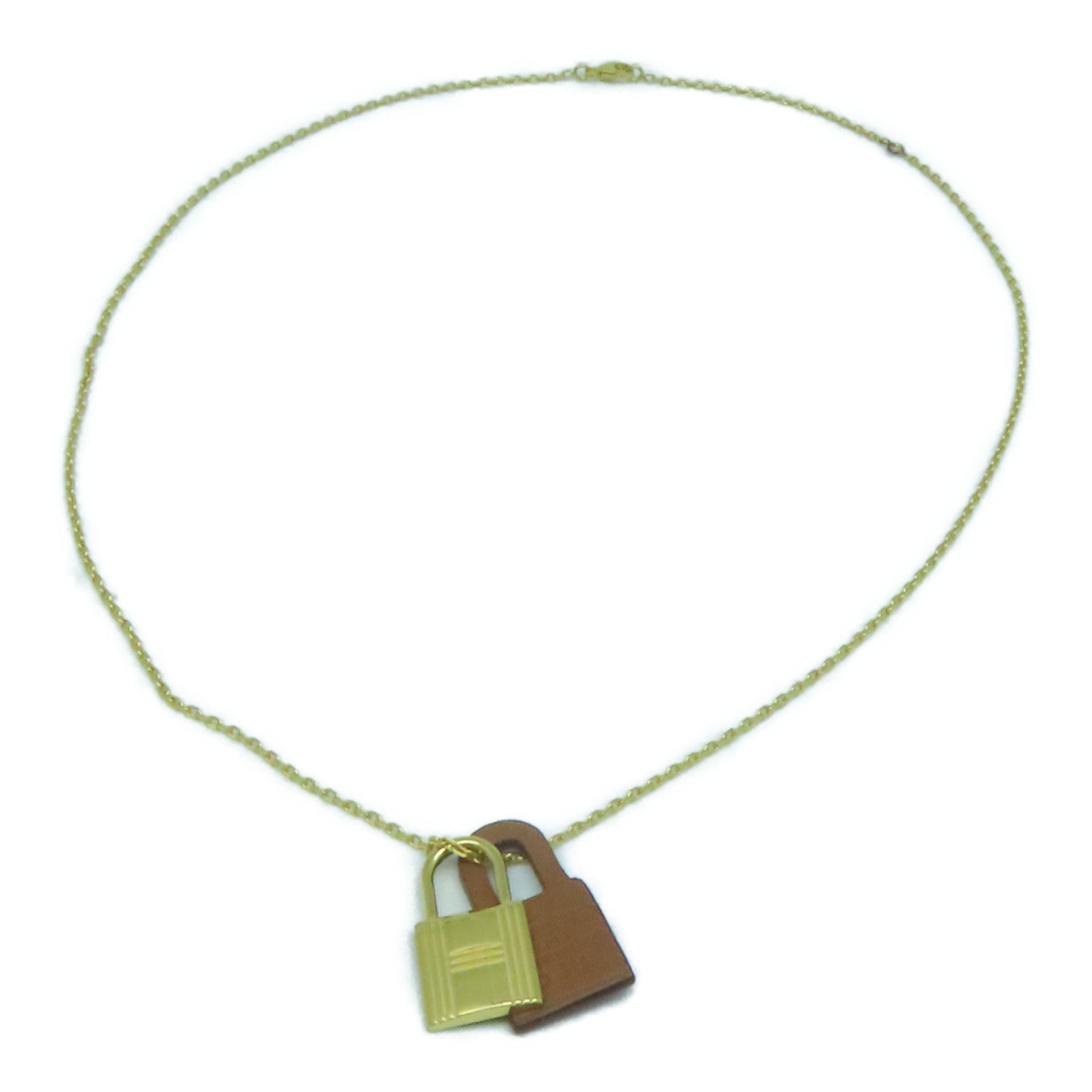 HERMES 金屬/Swift皮革O'Kelly Necklace項鍊金色