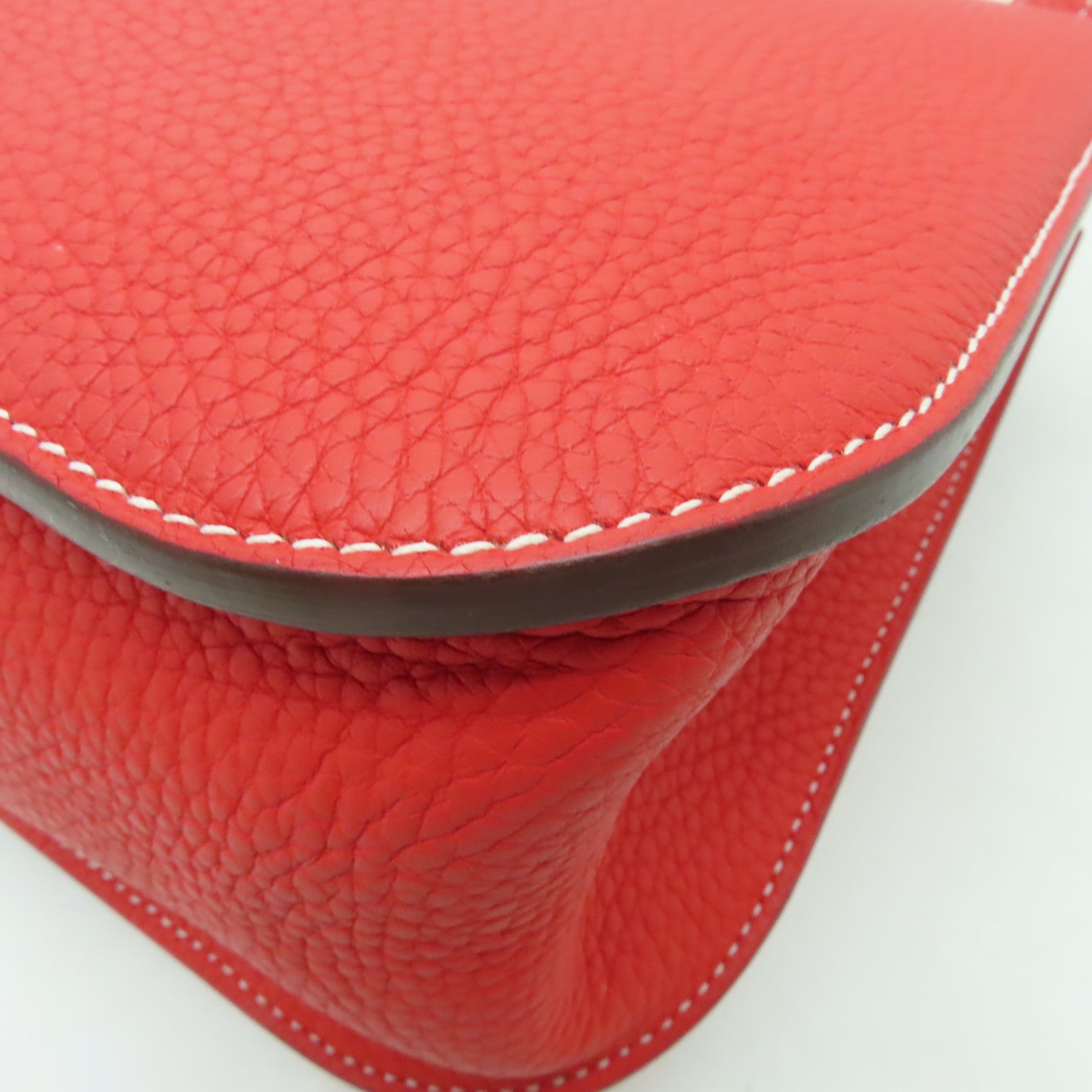 HERMES Clemence皮革Halzan 31銀扣手挽肩背兩用袋紅色