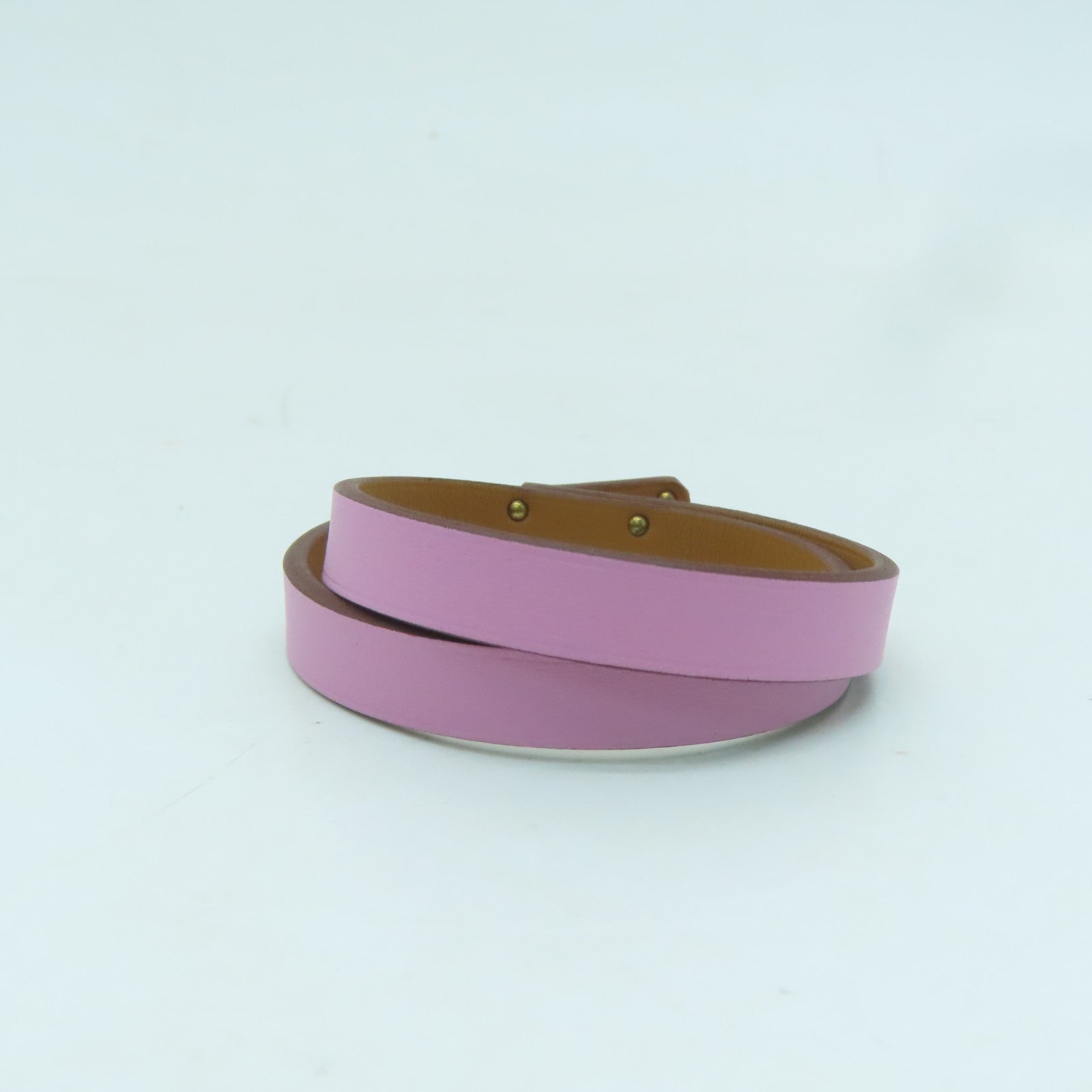 HERMES Swift皮革Kelly Bracelet金扣手鐲粉紅色