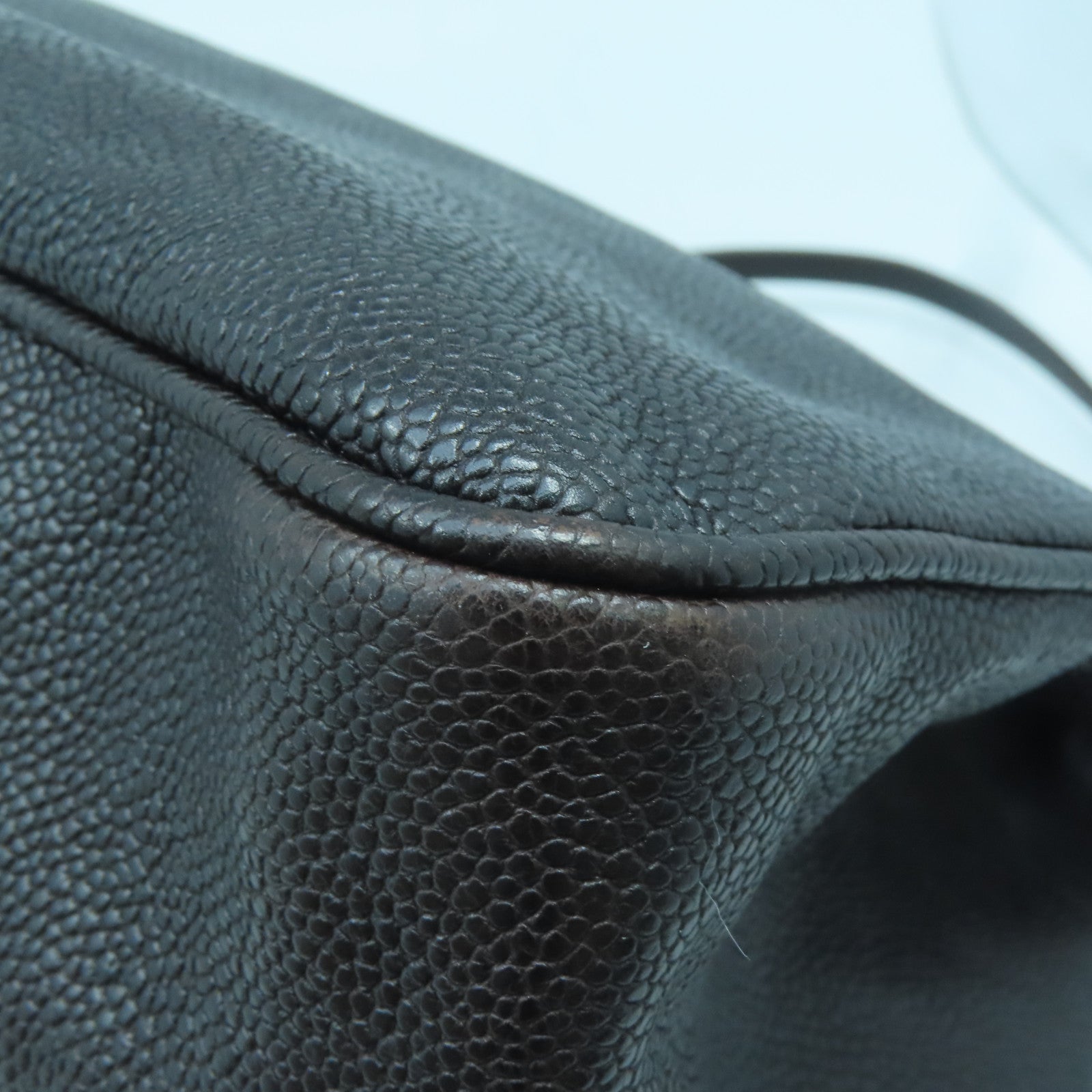 CHANEL Rhombus Caviar Leather 2.55 Silver Buckle Shoulder Bag Dark Brown