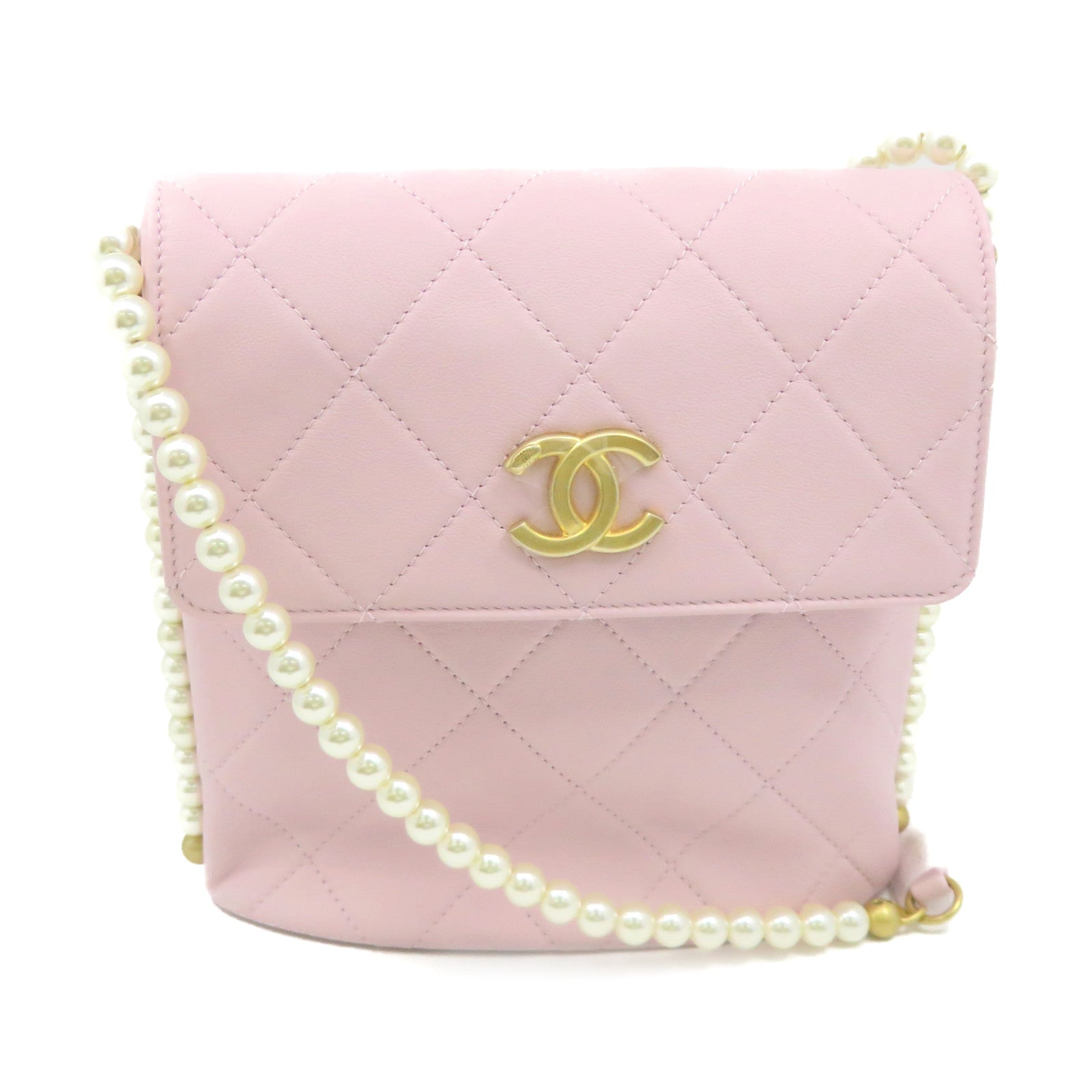 CHANEL 【激減優惠】菱格牛皮皮革Shoulder Bag肩背袋粉紅色