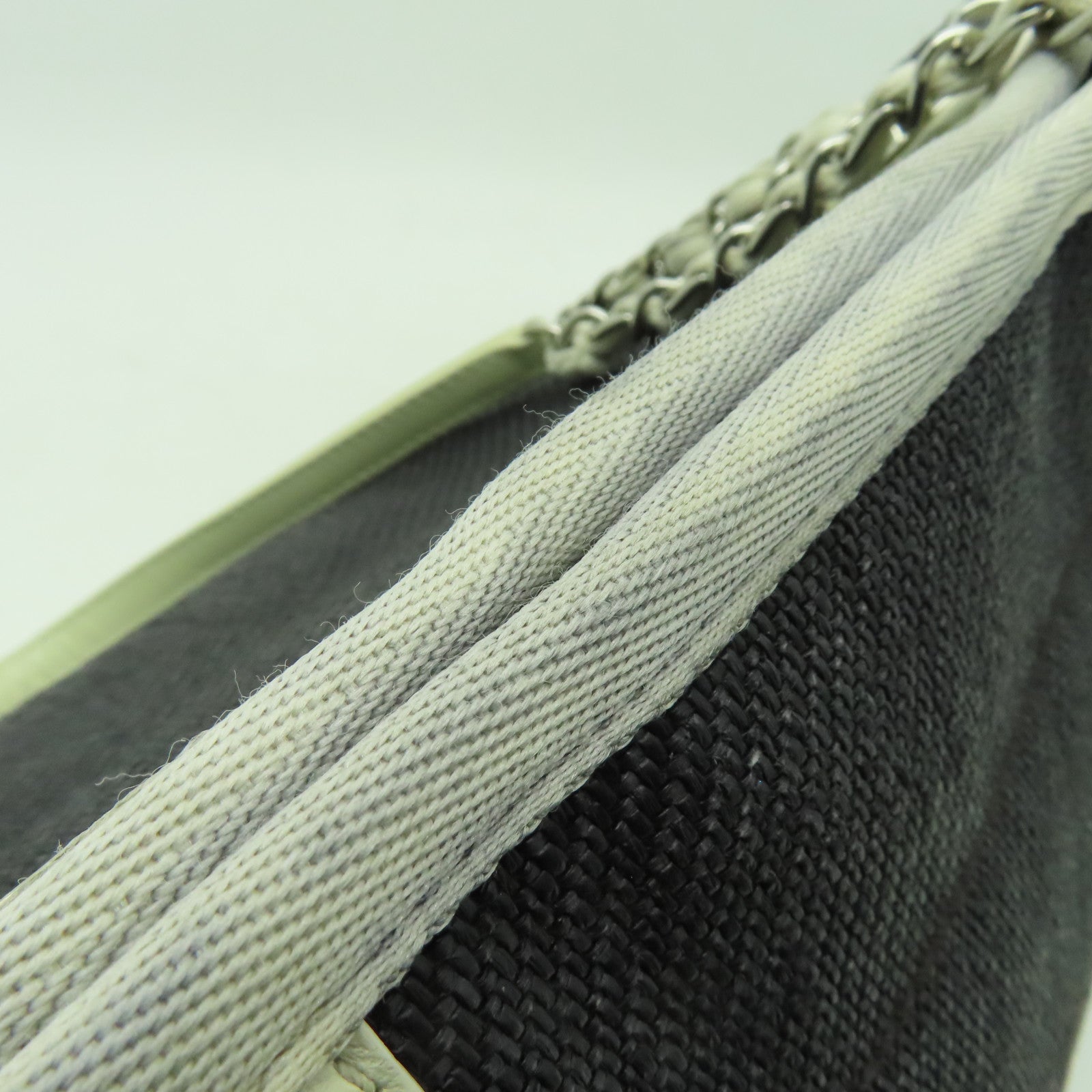 CHANEL 帆布Deauville Chain MM銀扣鏈帶肩背袋黒色