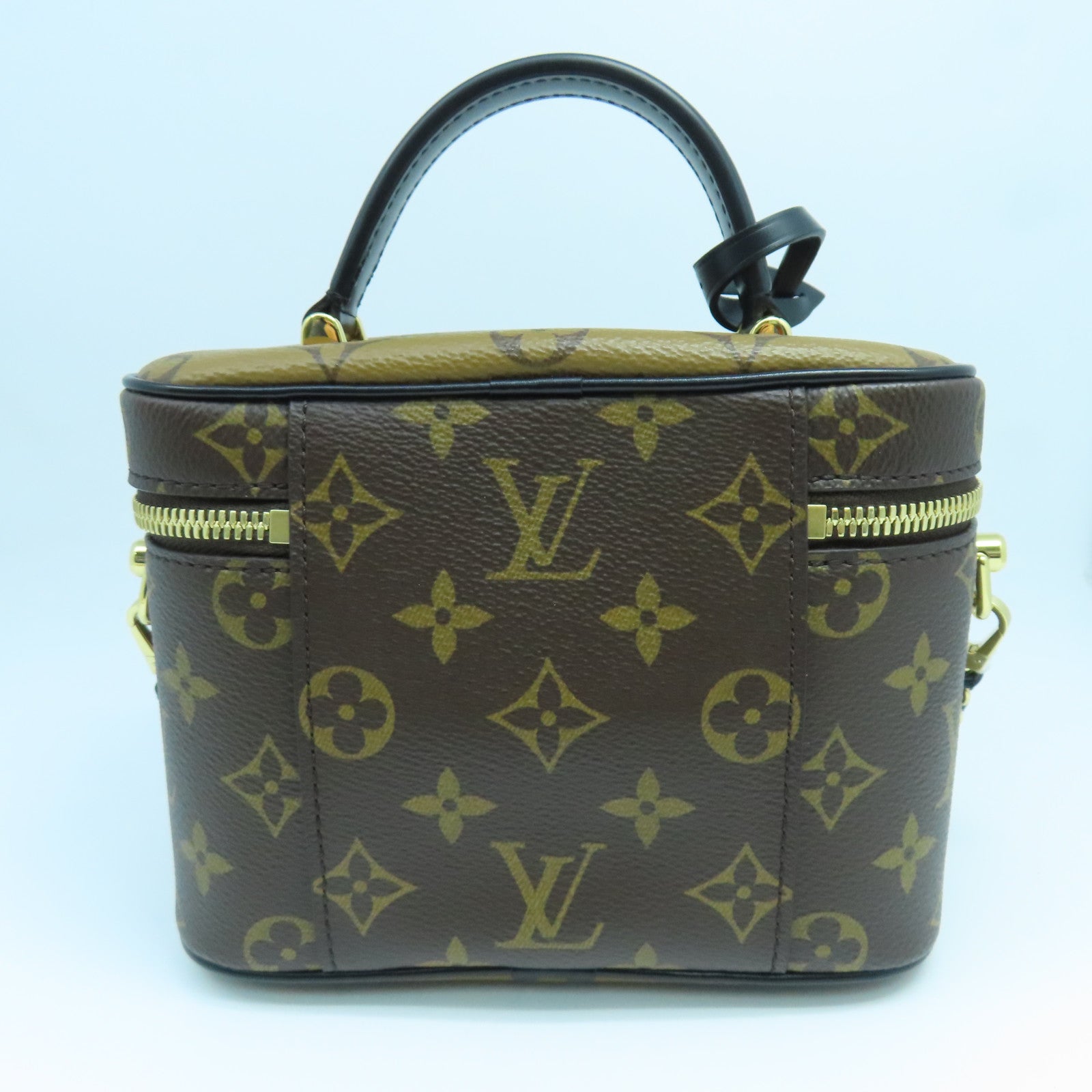 LOUIS VUITTON Monogram Vanity PM金扣手挽肩背兩用袋啡色/黑色