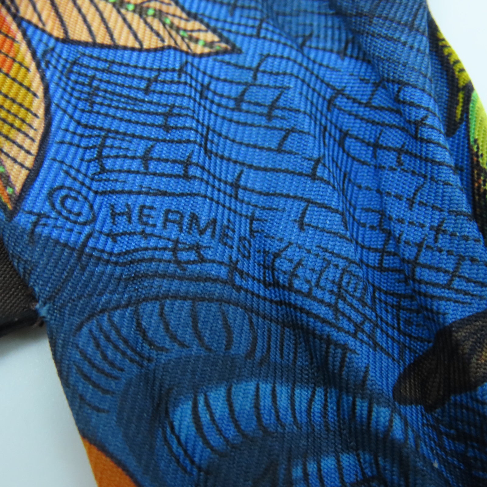 HERMES 絲質Twilly絲巾粉紅色/橙色/藍色