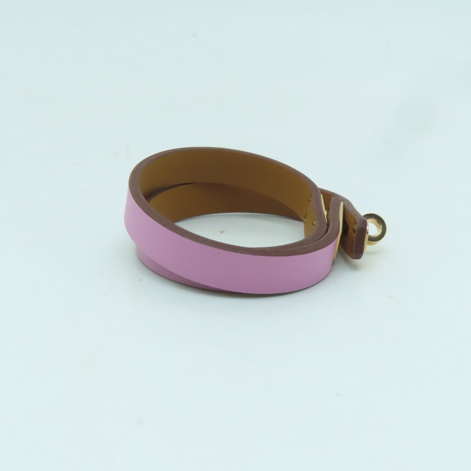 HERMES Swift皮革Kelly Bracelet金扣手鐲粉紅色
