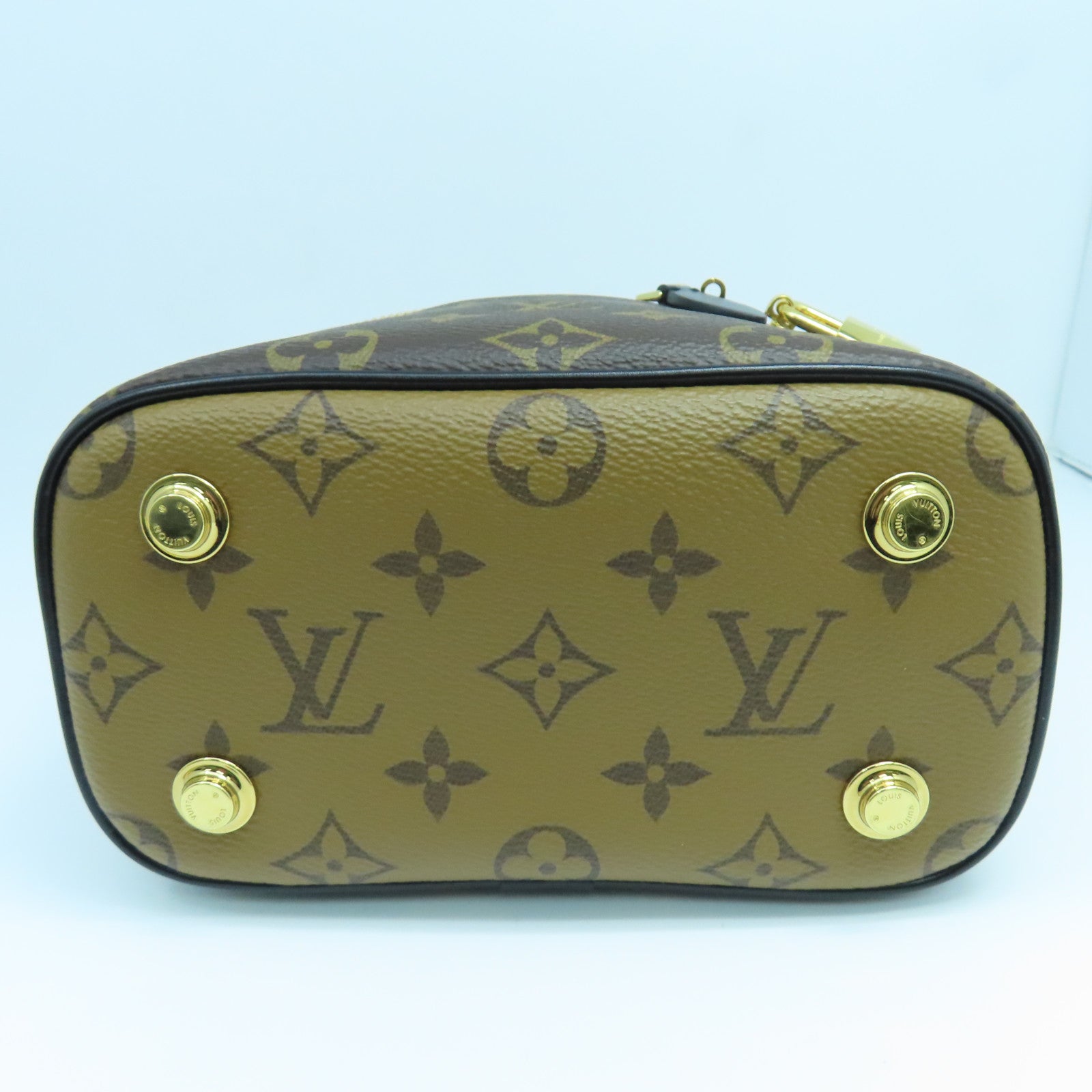 LOUIS VUITTON Monogram Vanity PM金扣手挽肩背兩用袋啡色/黑色