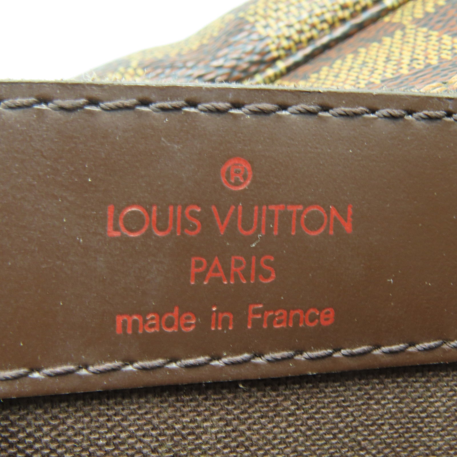 LOUIS VUITTON Damier Naviglio Gold Buckle Shoulder Bag Brown